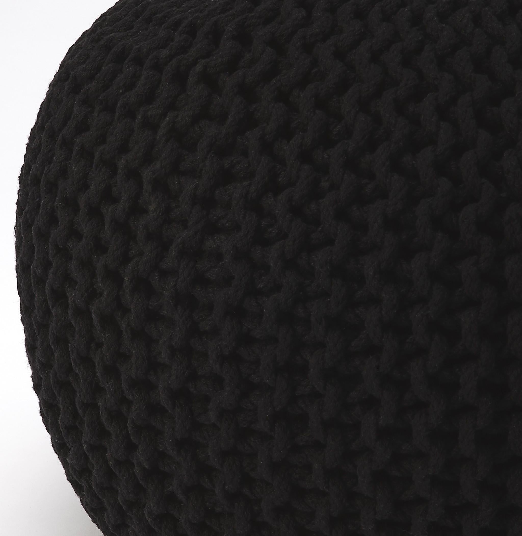 Cool Black Woven Pouf Ottoman