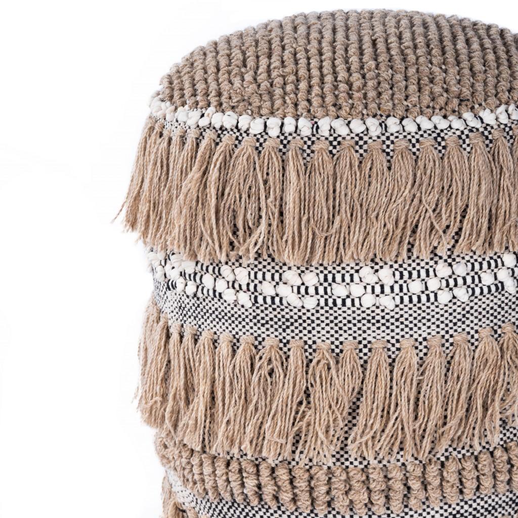 Boho Bullet Tassel Pouf Ottoman