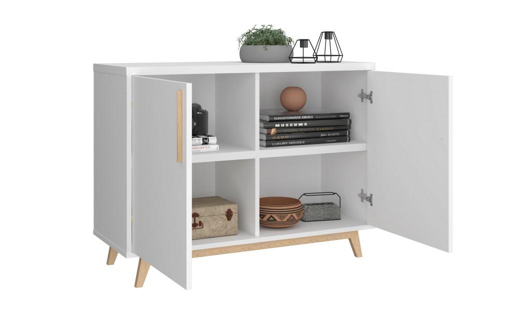 Modern White and Natural Two Door Buffet