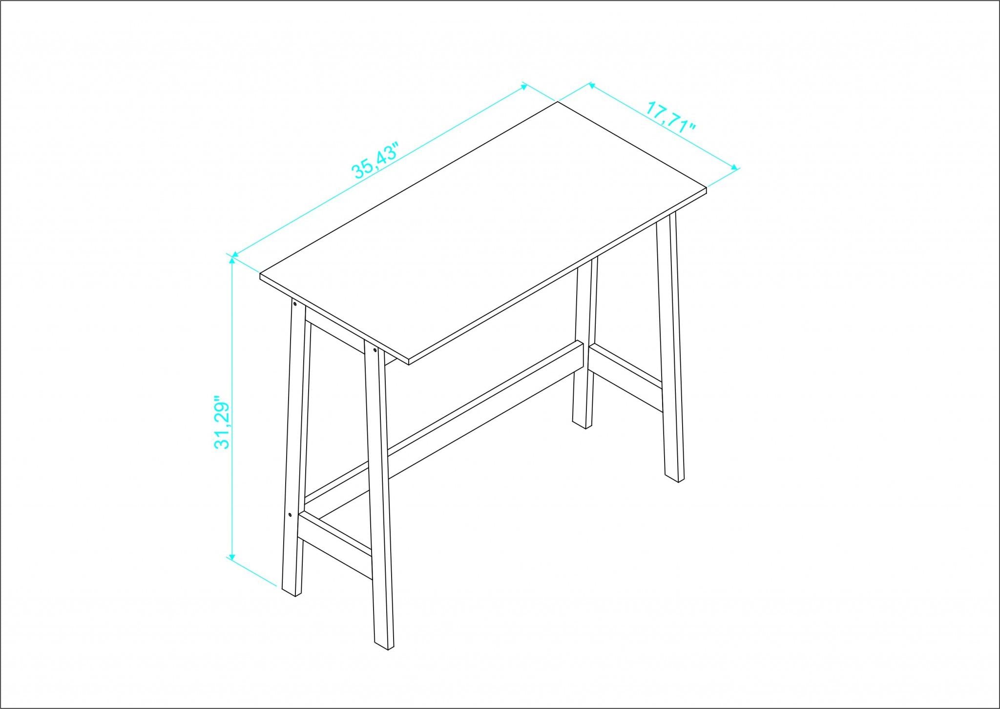 Modern Natural and Black Narrow Table Desk