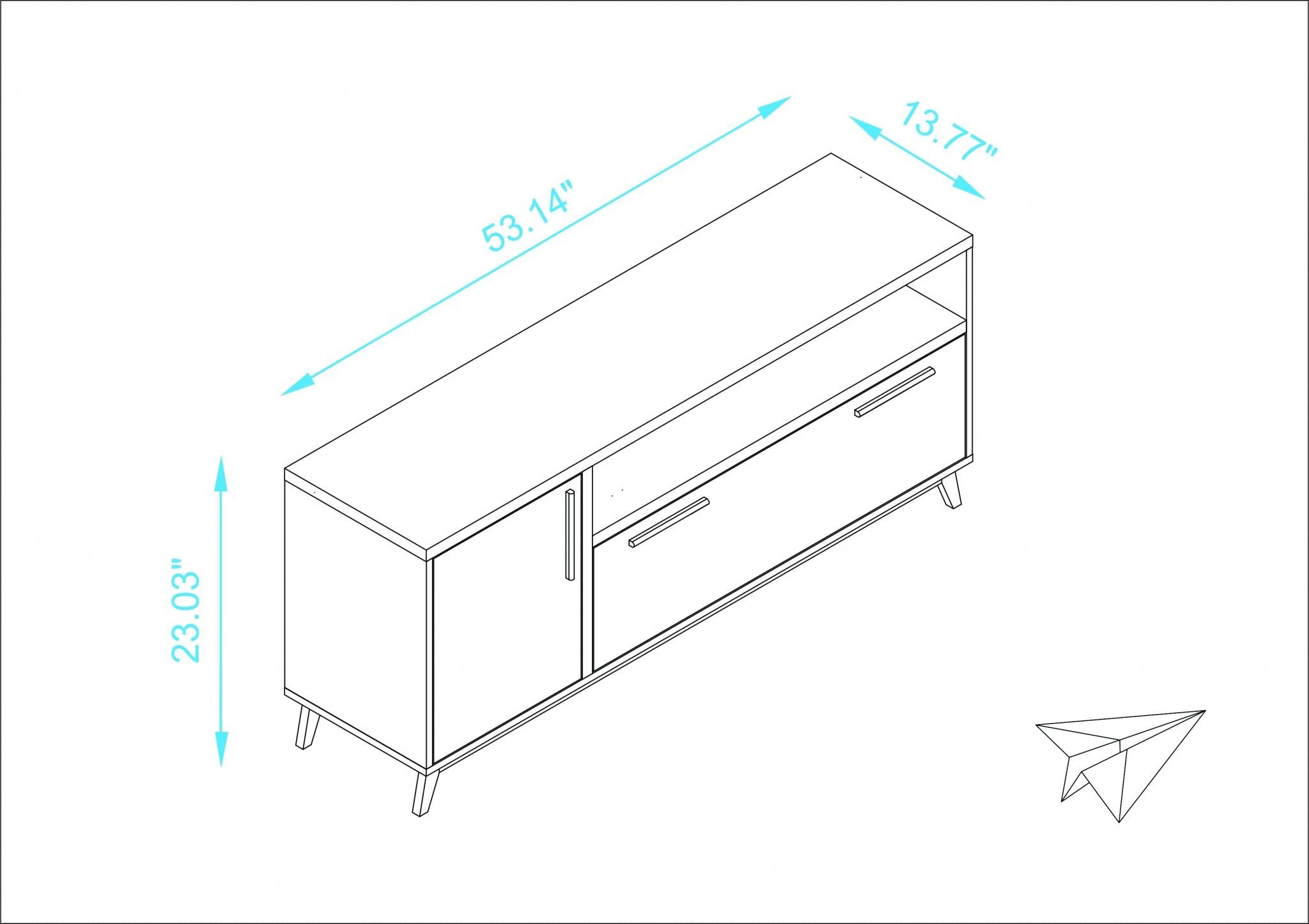 Modern Black and Natural Long Door TV Stand