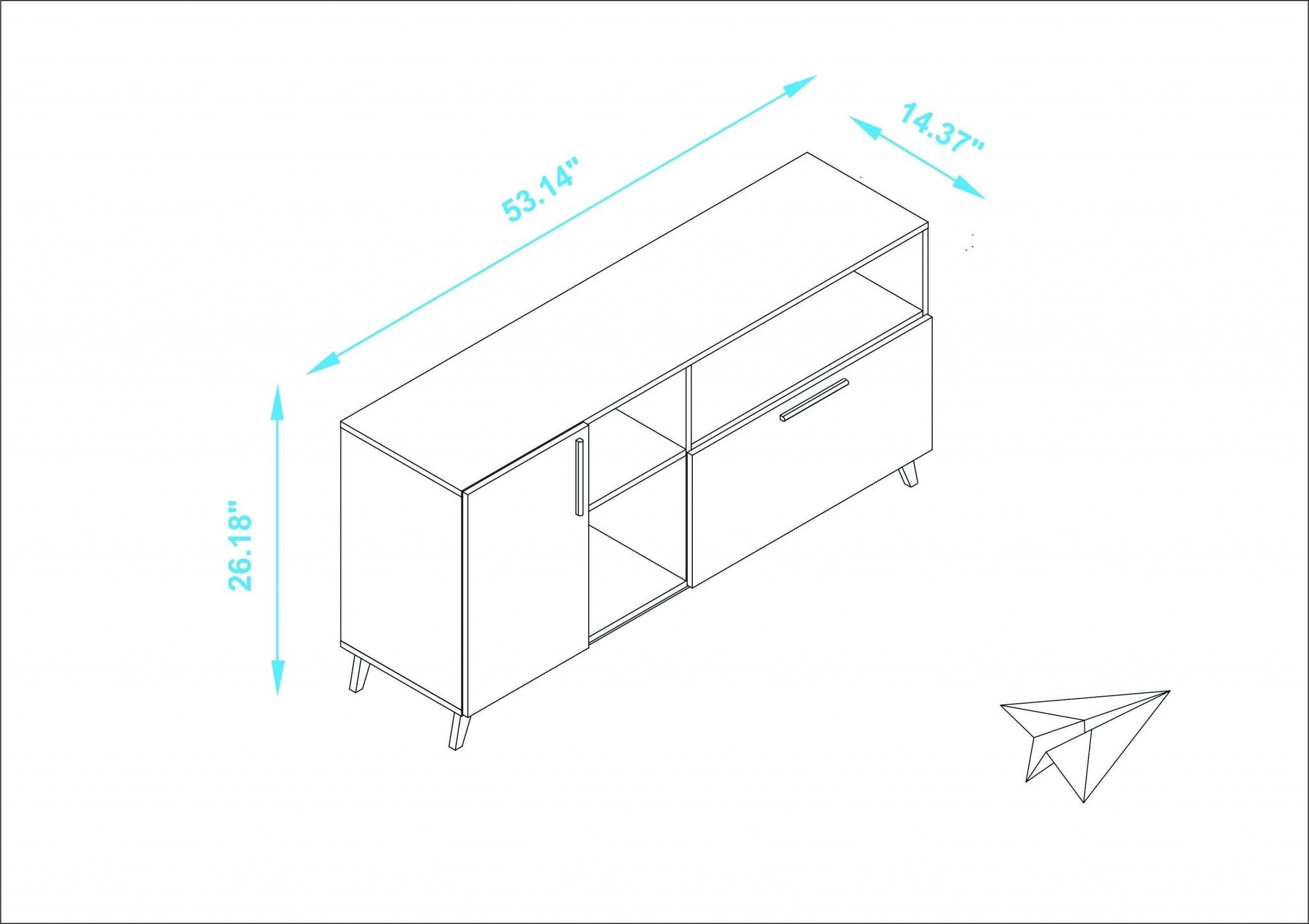 Modern White and Natural Asymmetrical TV Stand
