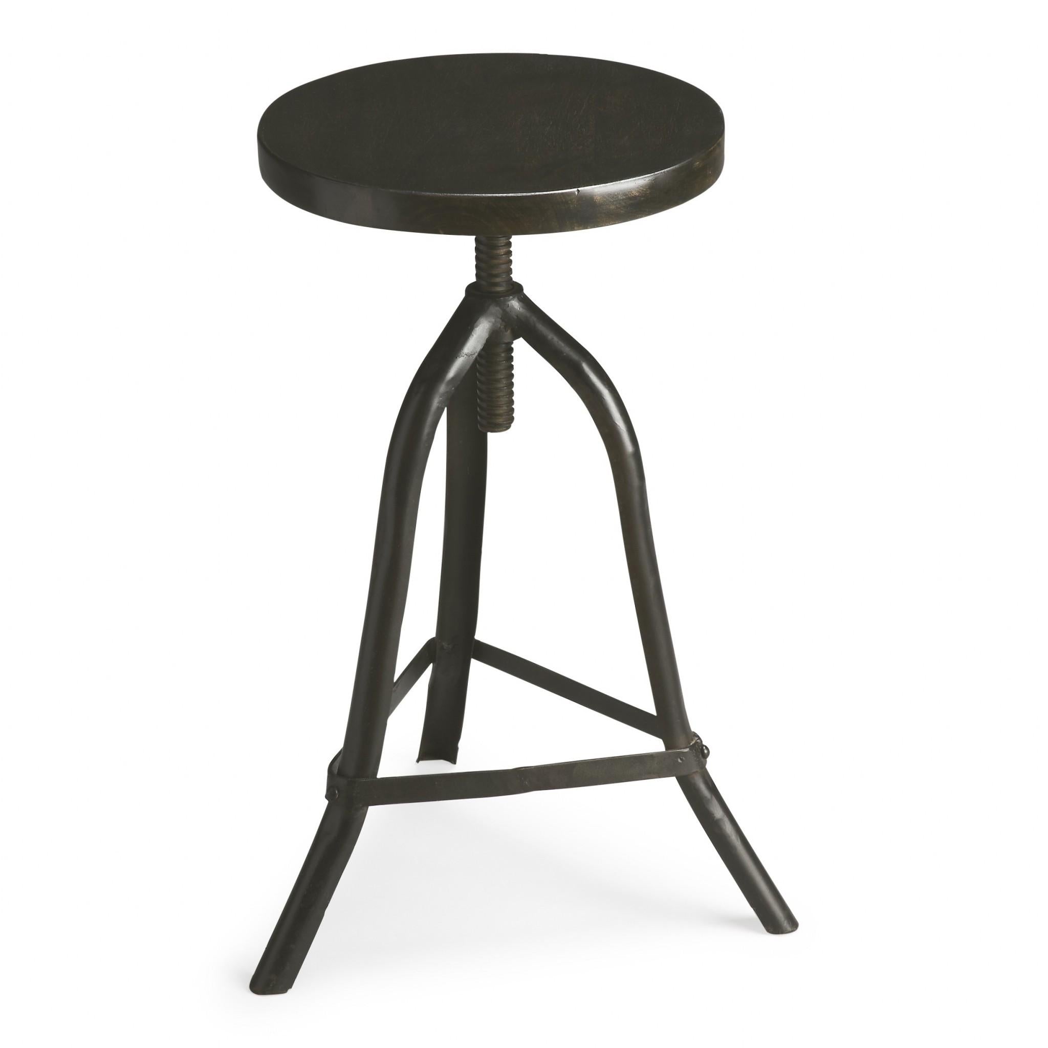 Black Iron Revolving Round Stool