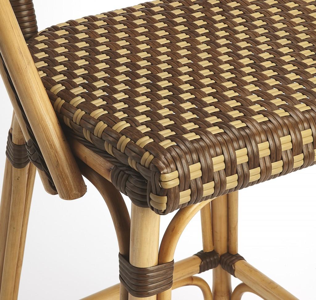 Brown and Beige Rattan Bar Stool