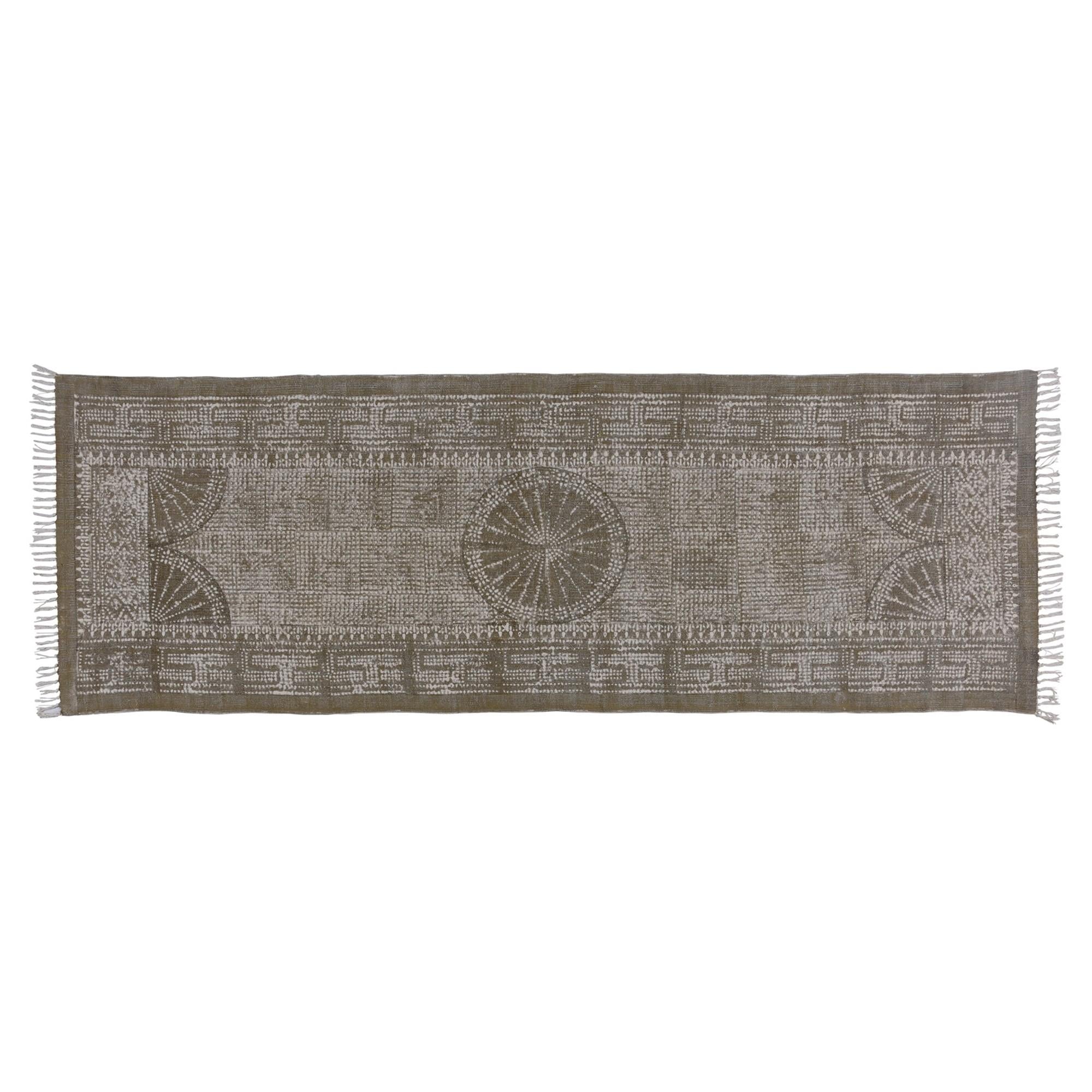 8’ Putty Distressed Medallion Runner Rug Default Title
