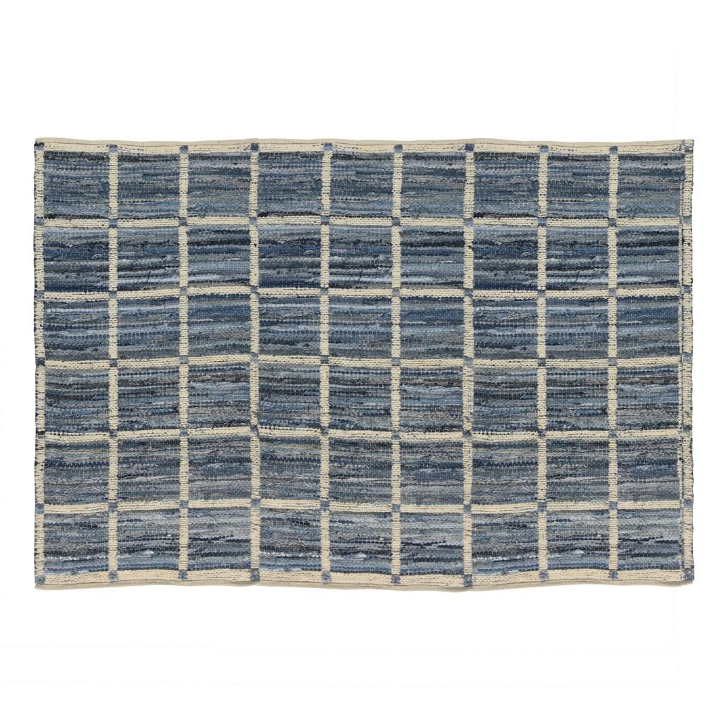 5’ x 8’ Blue and Gray Grid Area Rug Default Title