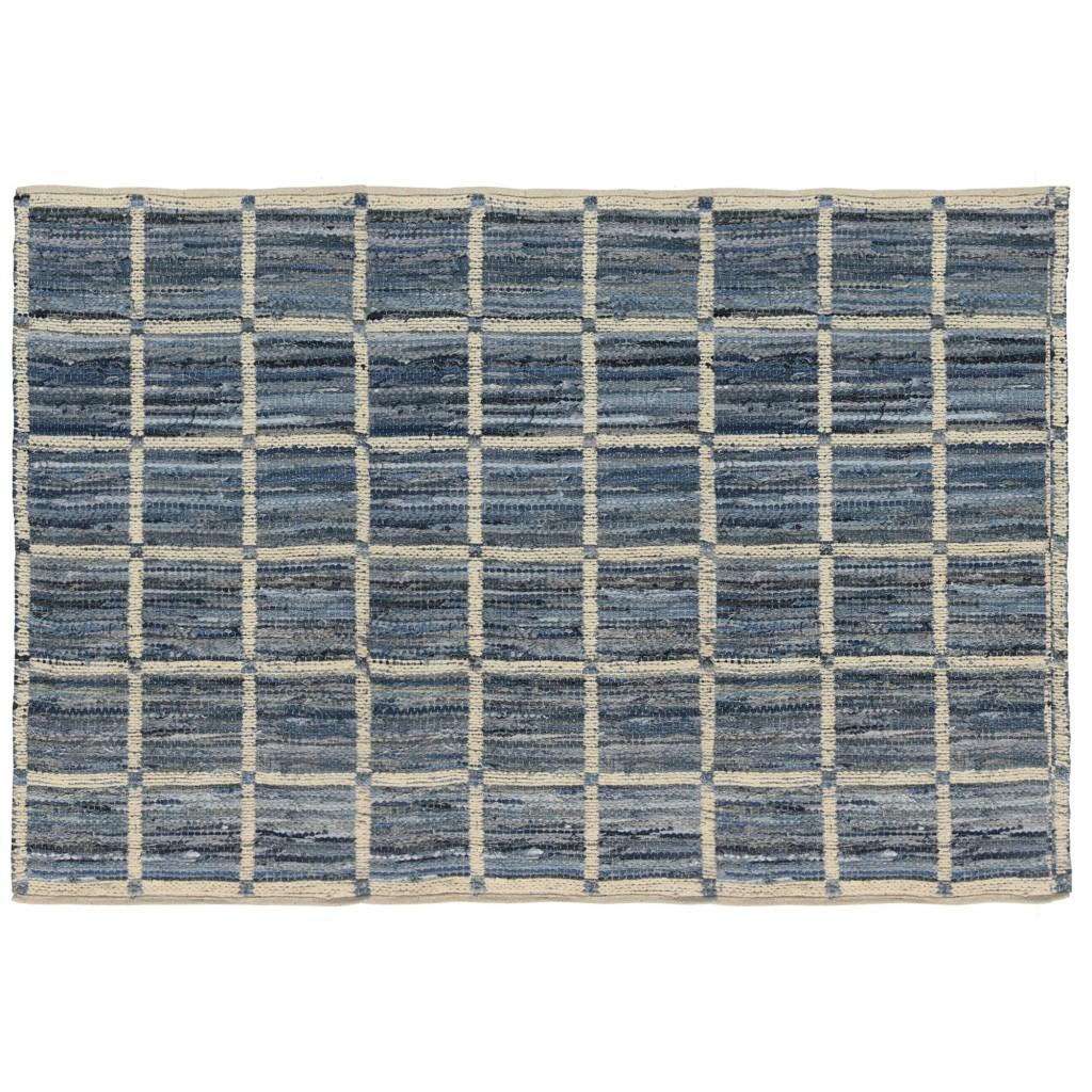 5’ x 8’ Blue and Gray Grid Area Rug