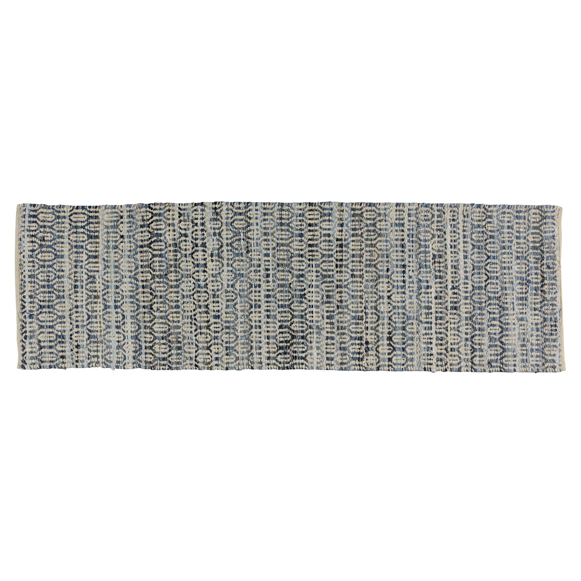 3' X 8' Blue and Gray Ogee Runner Rug