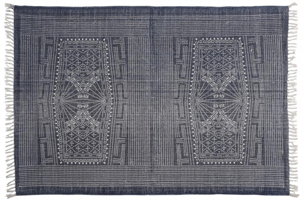 4’ x 6’ Blue and Ivory Batik Area Rug Default Title