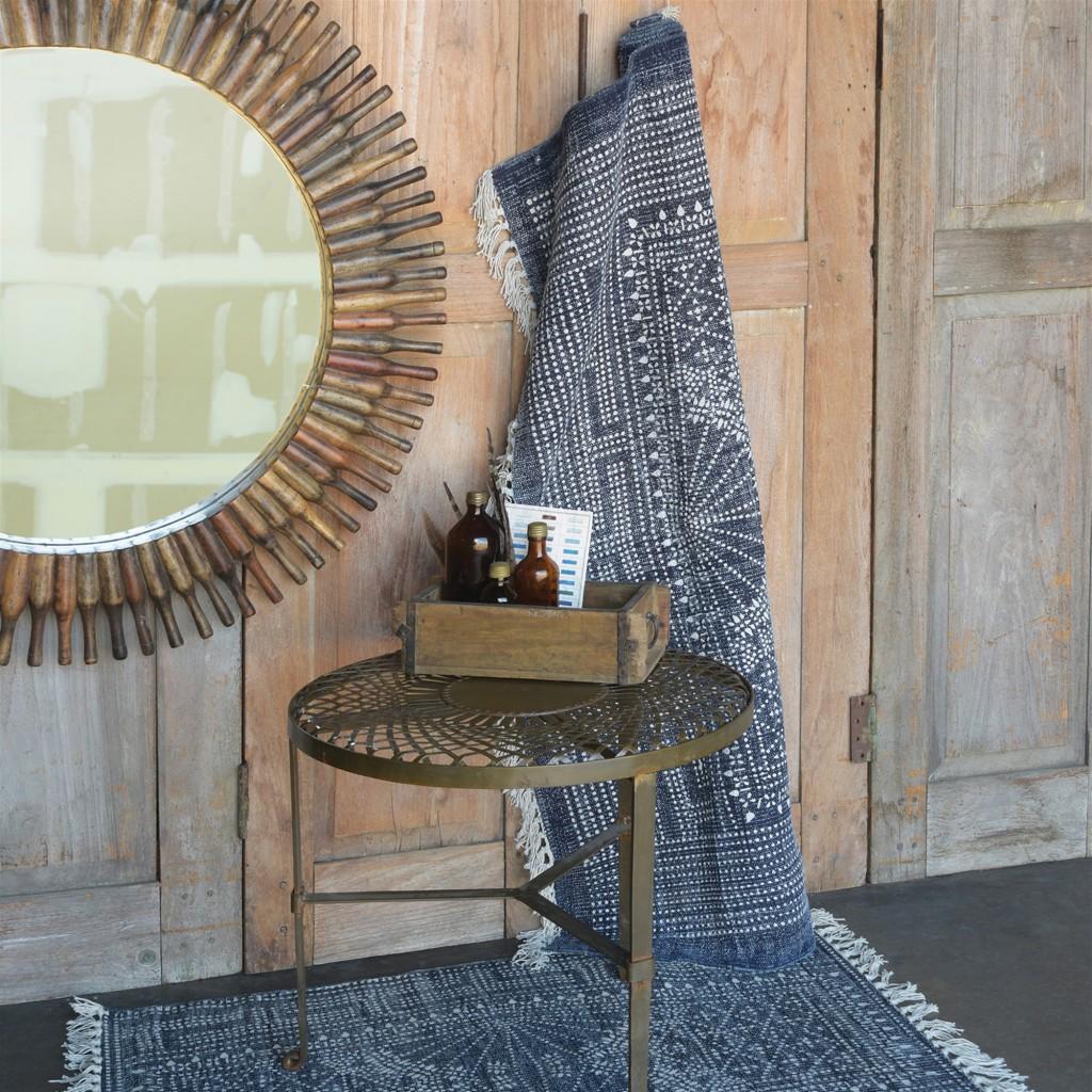 4’ x 6’ Blue and Ivory Batik Area Rug