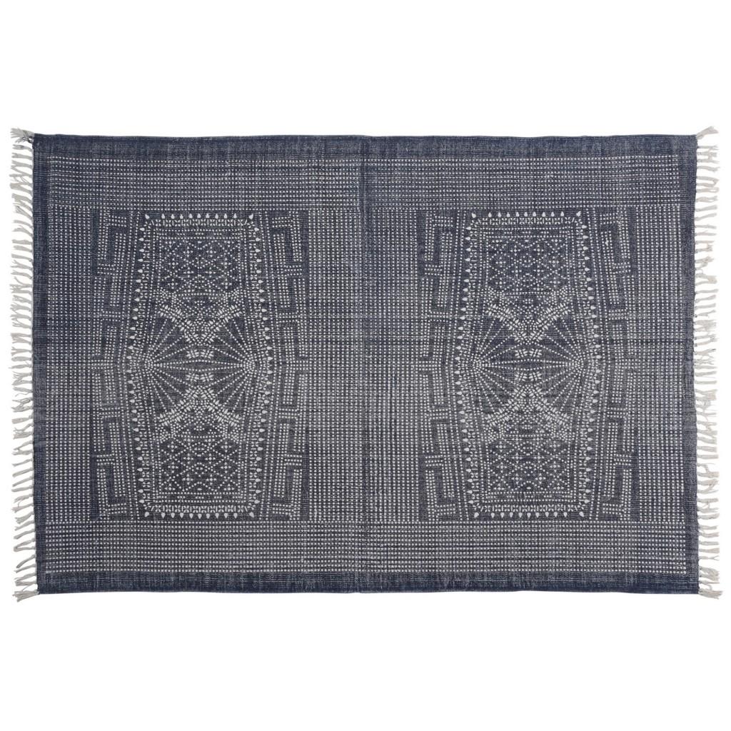 4’ x 6’ Blue and Ivory Batik Area Rug