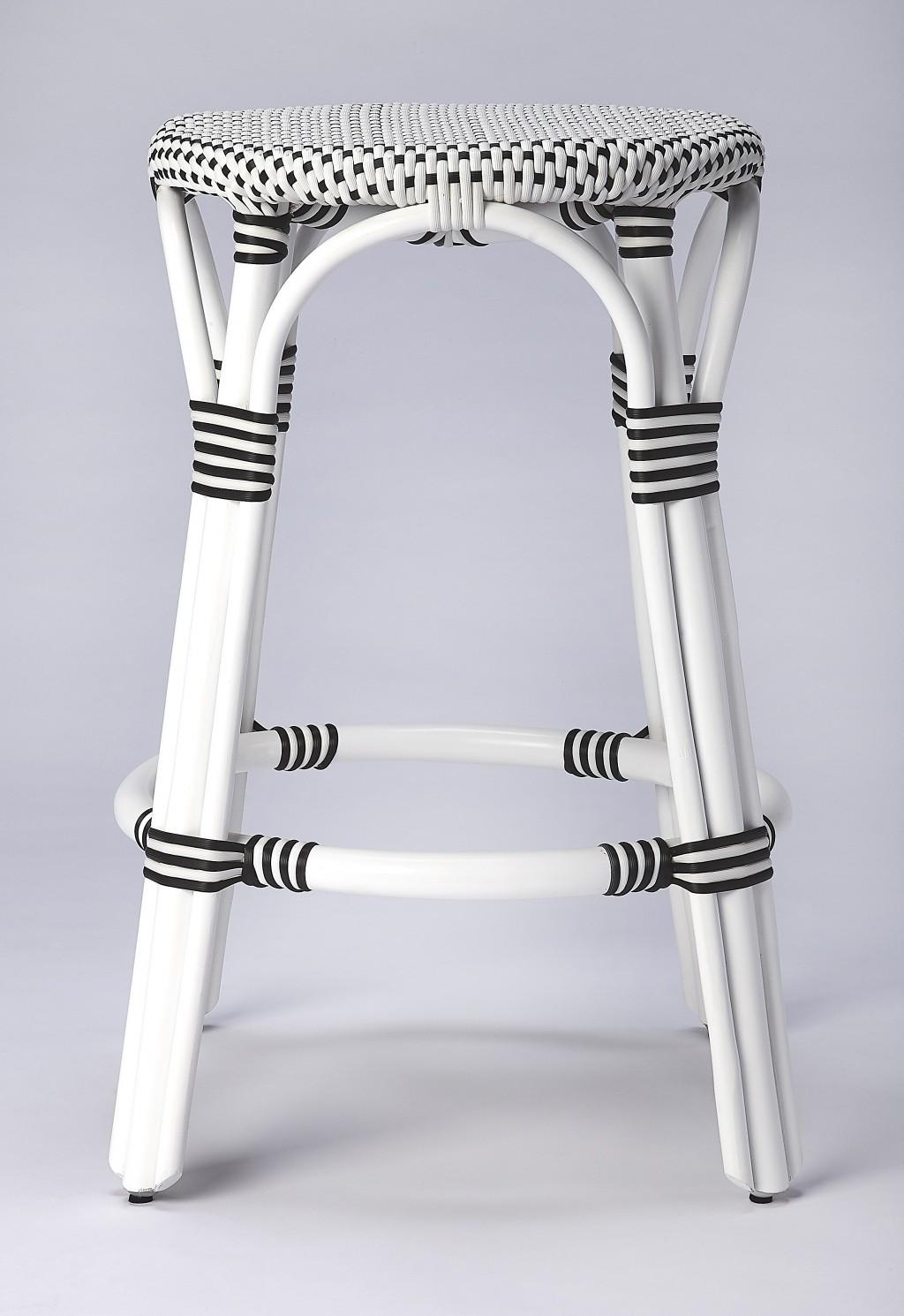 Classic White and Black Rattan Counter Stool