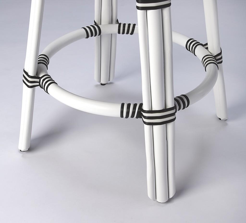 Classic White and Black Rattan Counter Stool