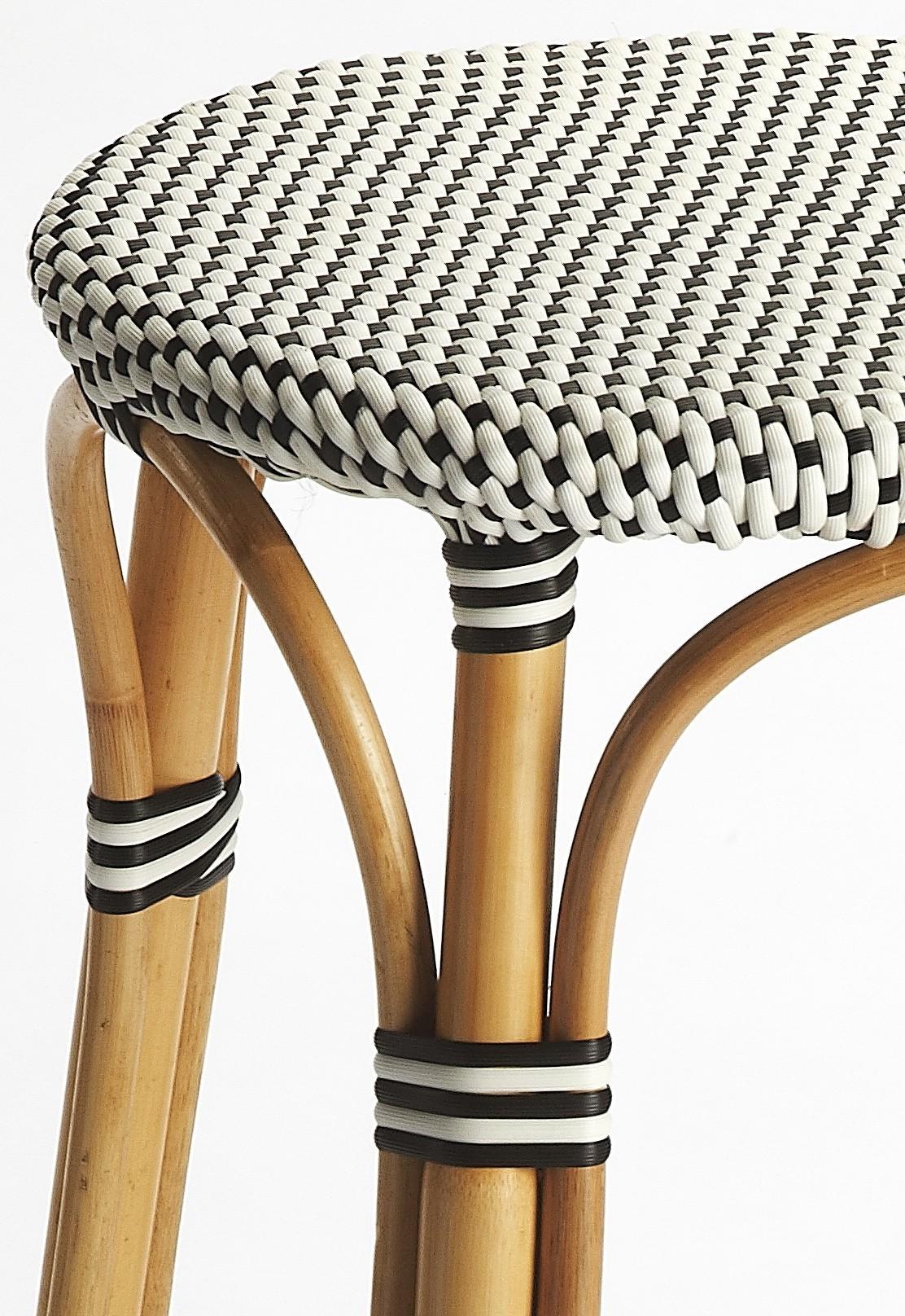 Black and White Rattan Counter Stool