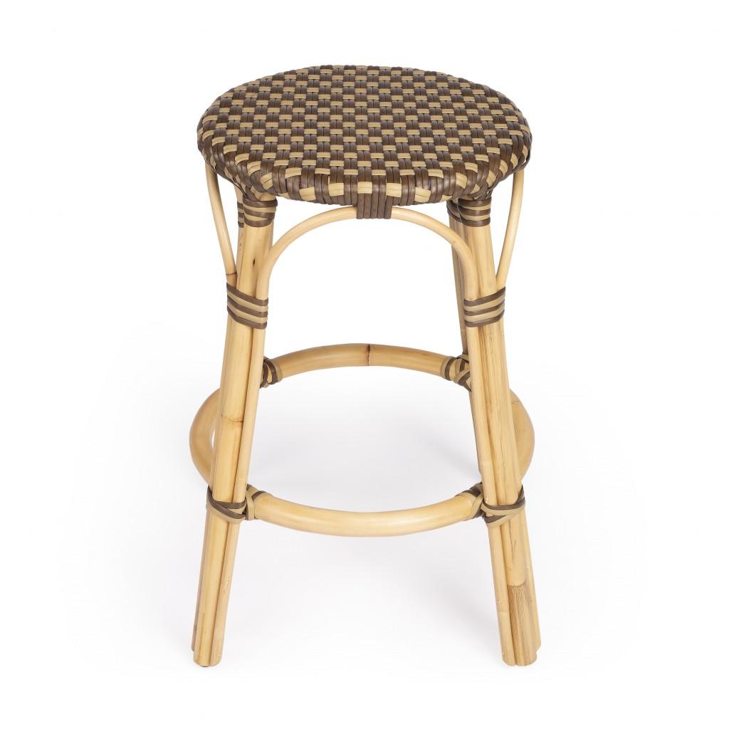 Light and Dark Brown Rattan Counter Stool