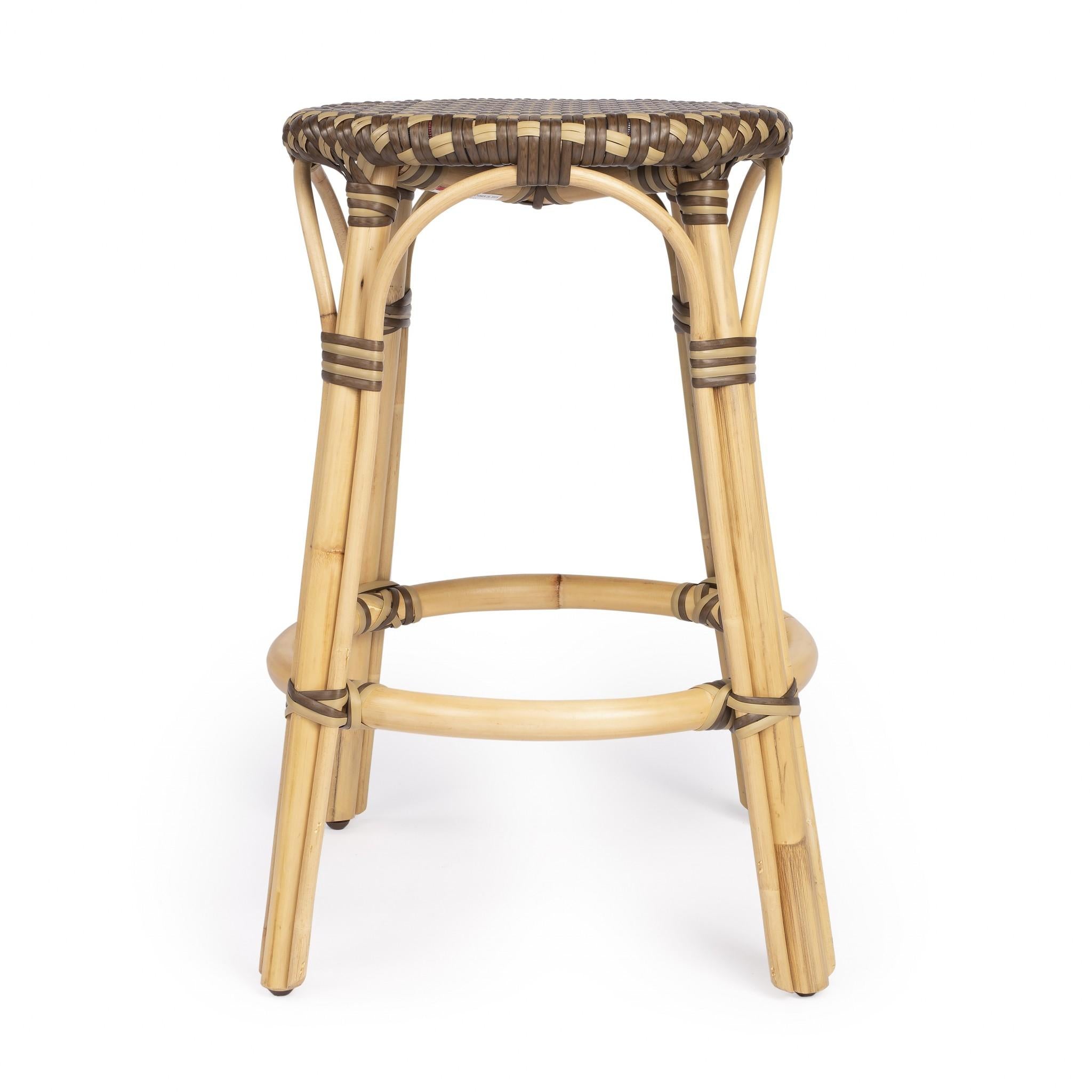 Light and Dark Brown Rattan Counter Stool