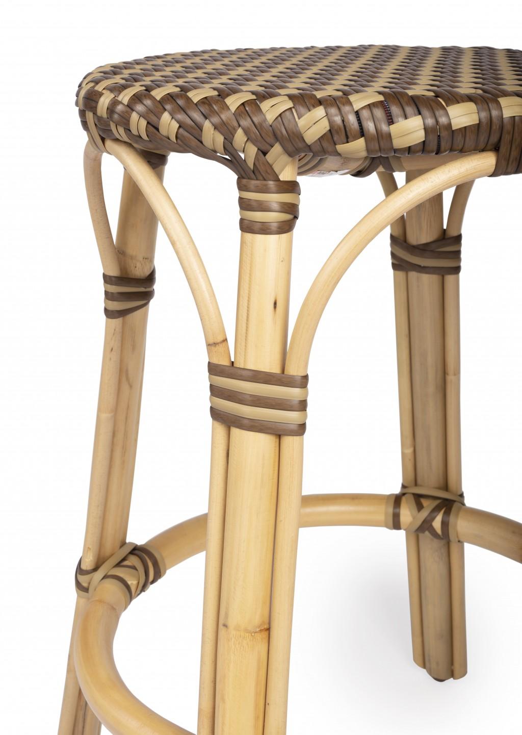 Light and Dark Brown Rattan Counter Stool