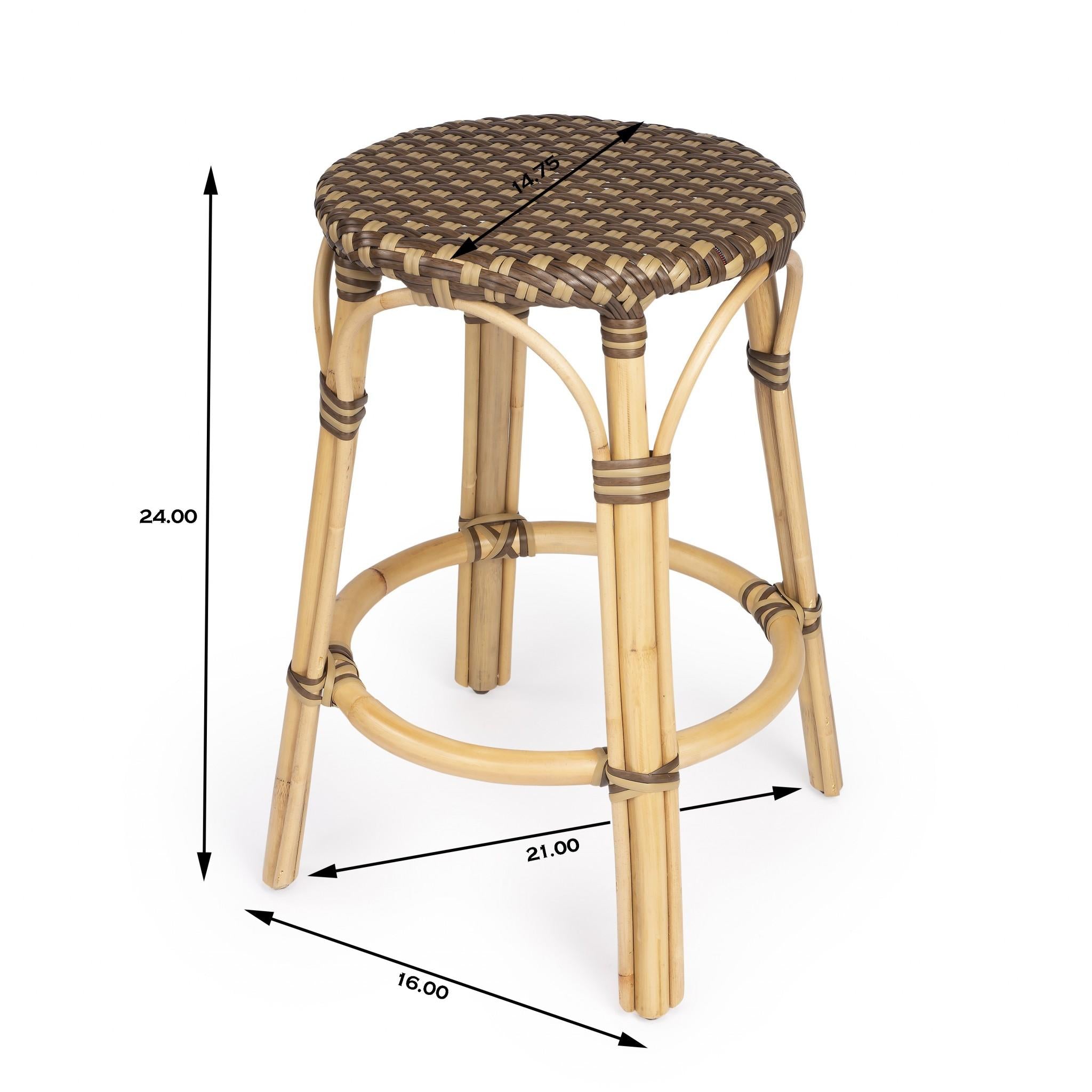 Light and Dark Brown Rattan Counter Stool