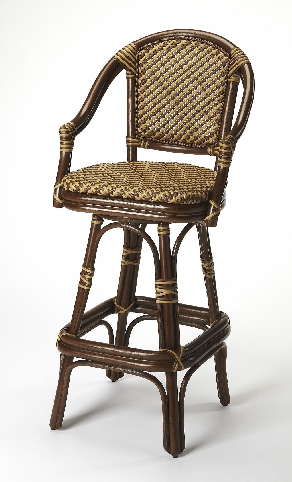 Dark Brown Rattan Bar Stool