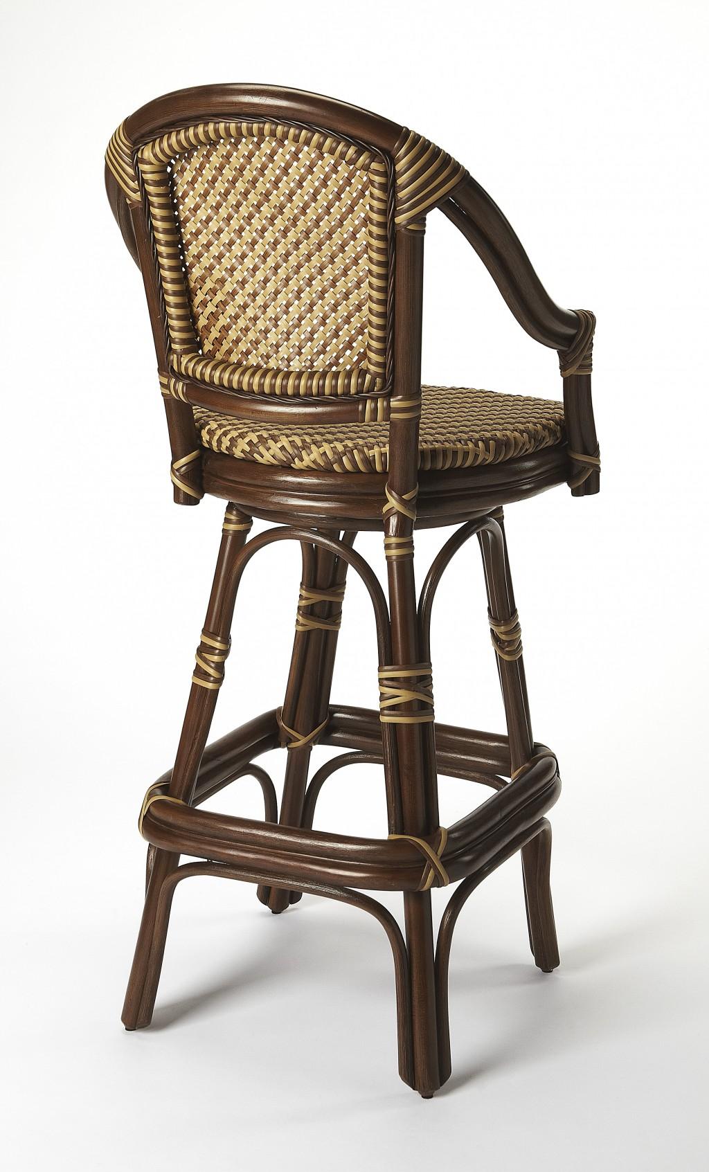 Dark Brown Rattan Bar Stool