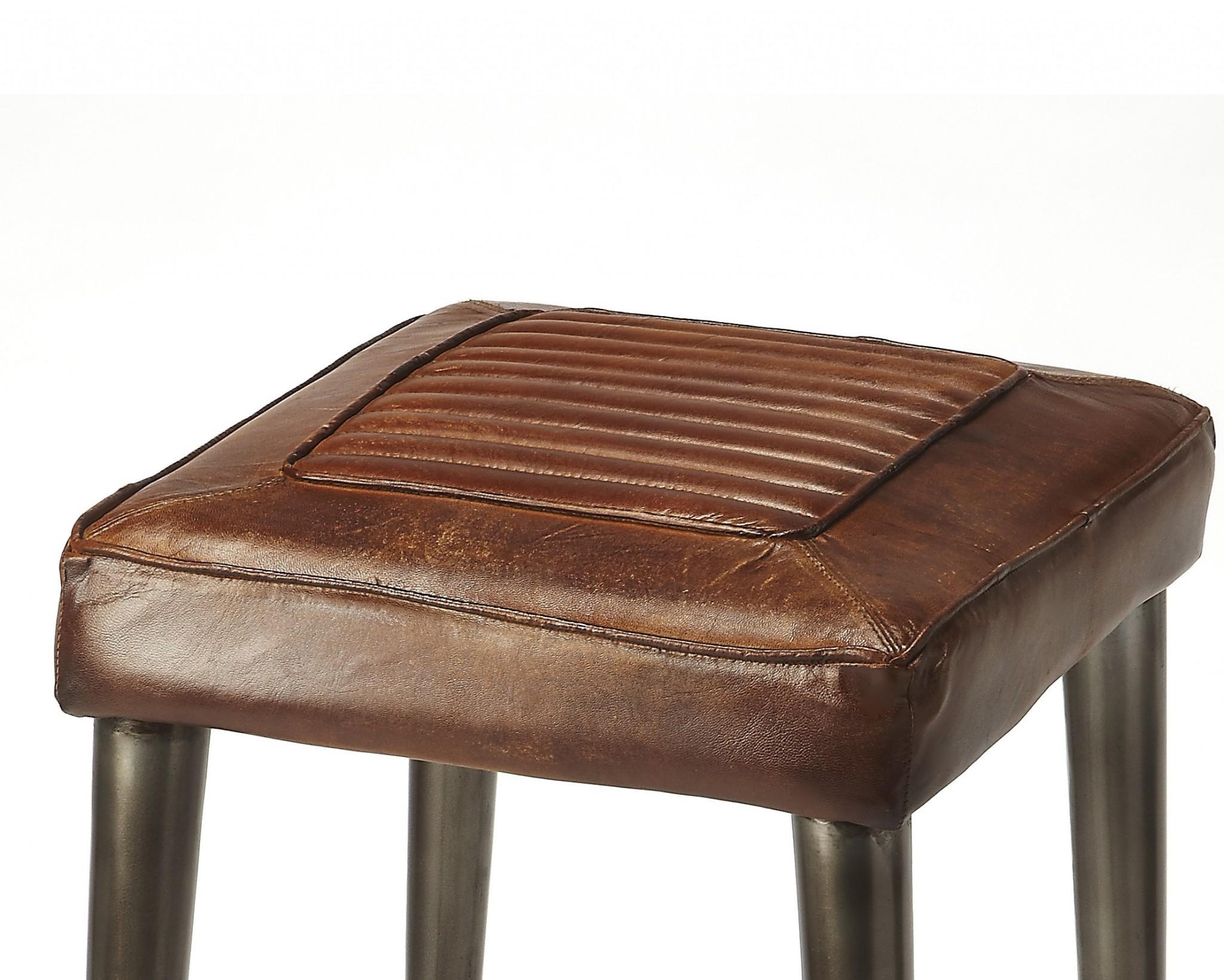 Brown Leather Bar Stool