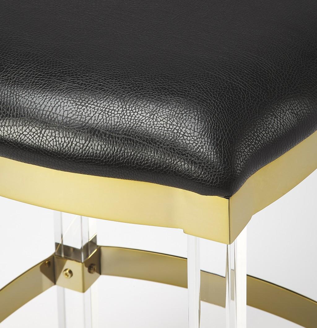 Acrylic and Black Leather Counter Stool