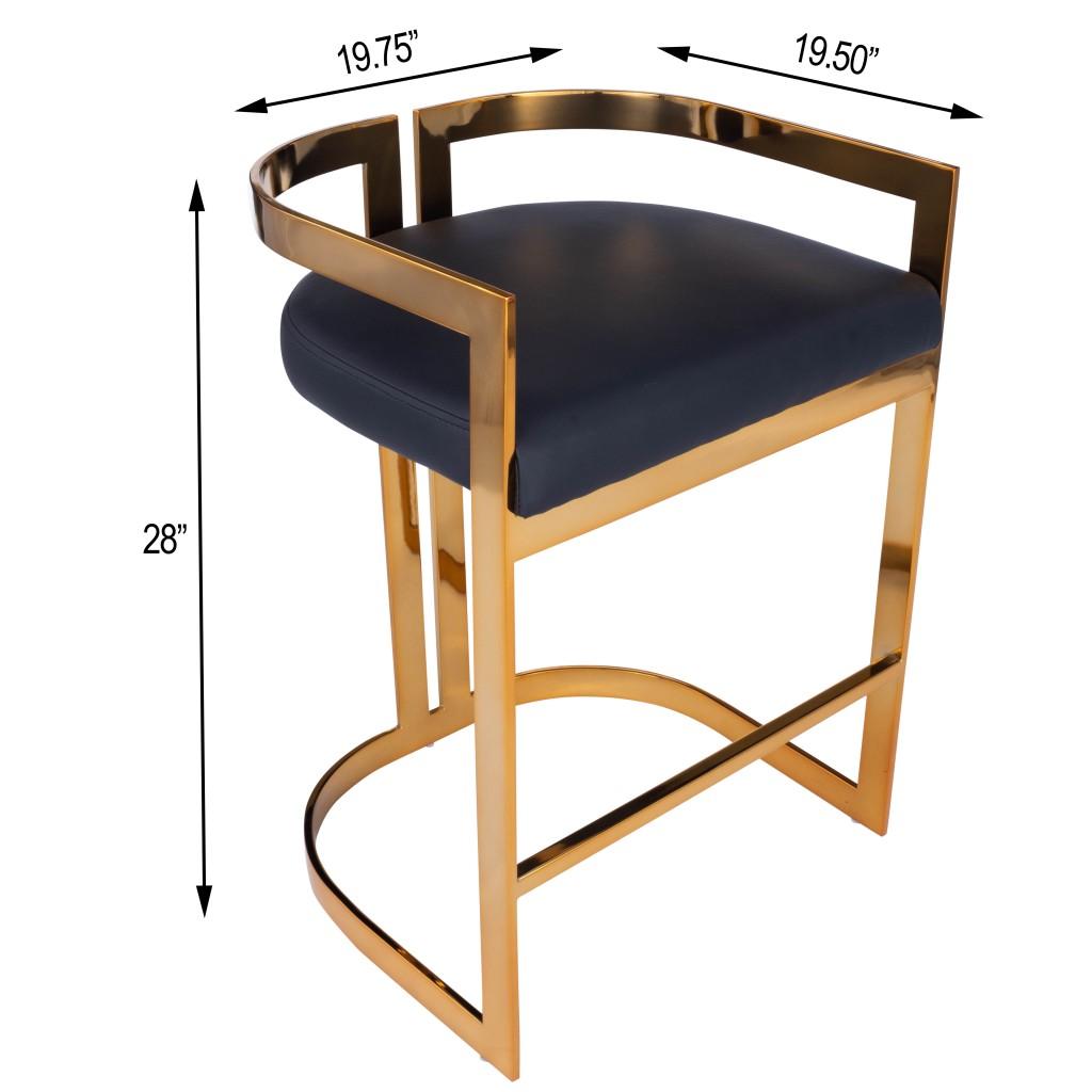 Gold and Black Faux Leather Counter Stool