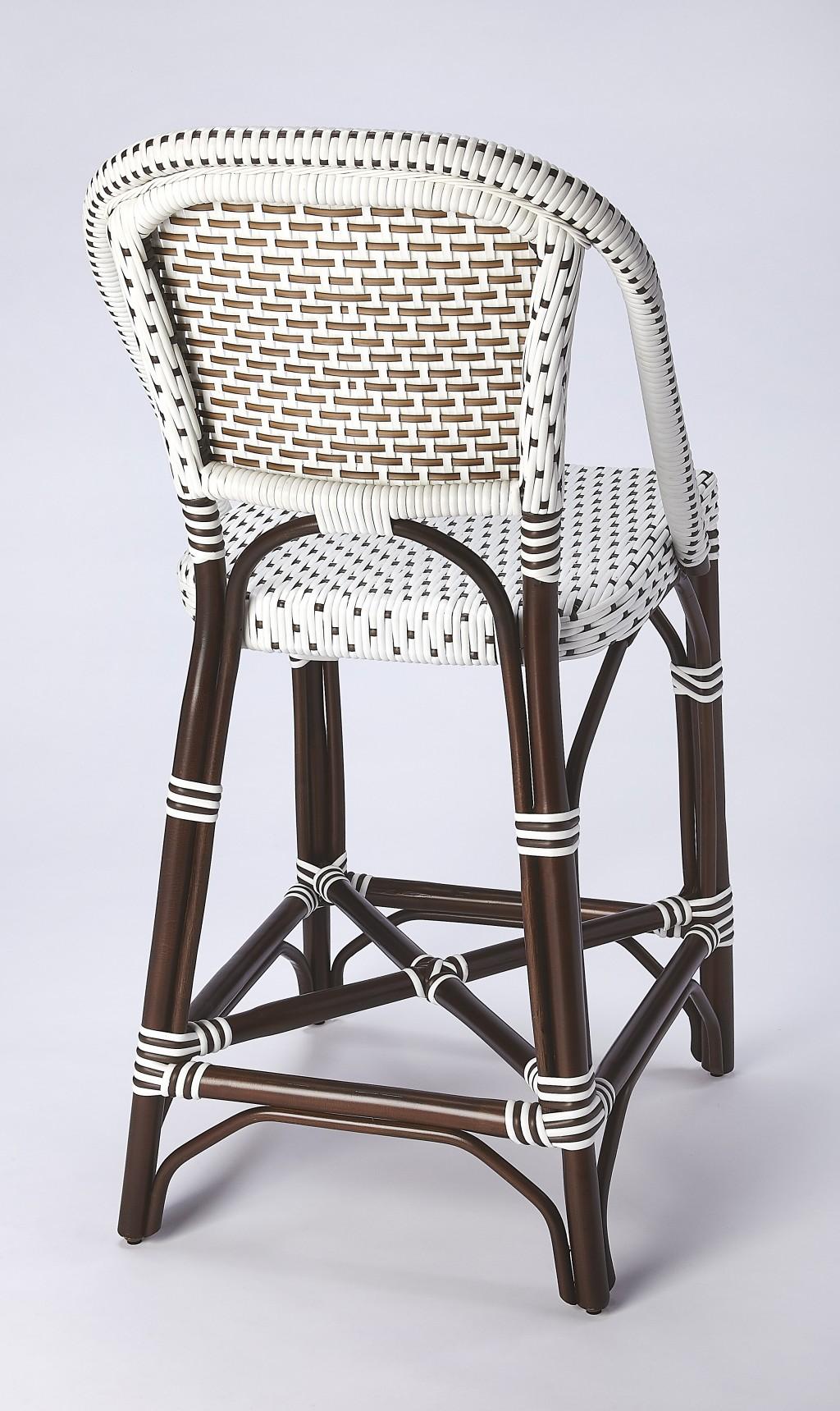 White and Chocolate Rattan Counter Stool