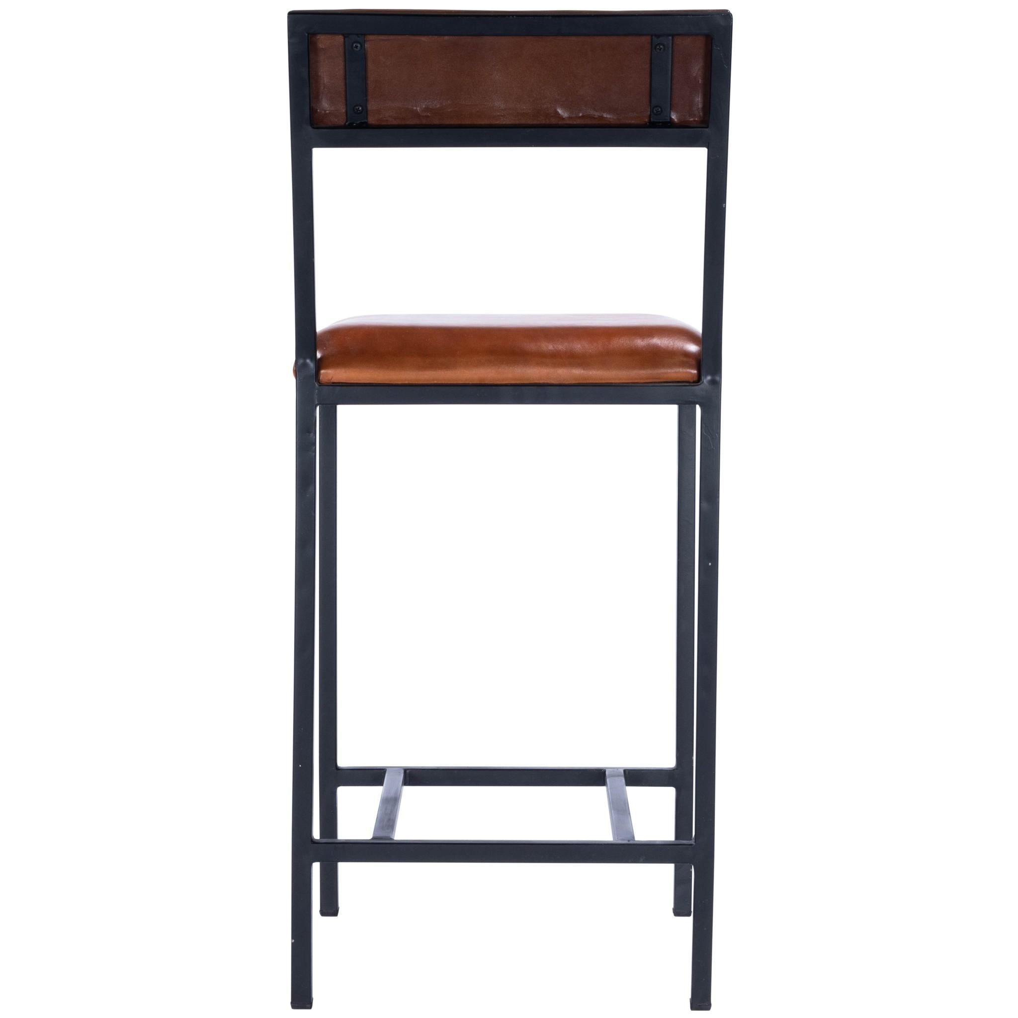 Classic Leather and Metal Counter Stool