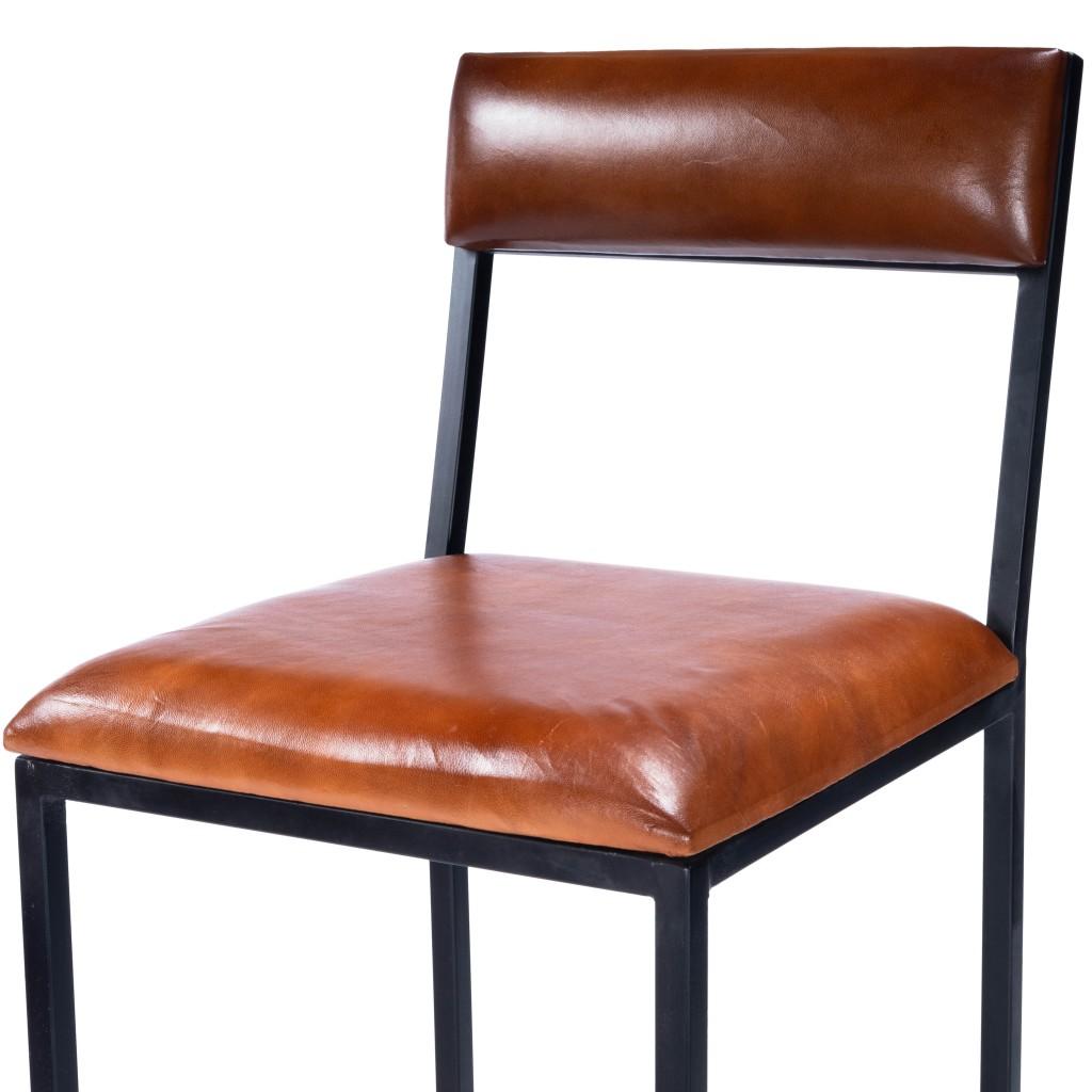 Classic Leather and Metal Bar Stool