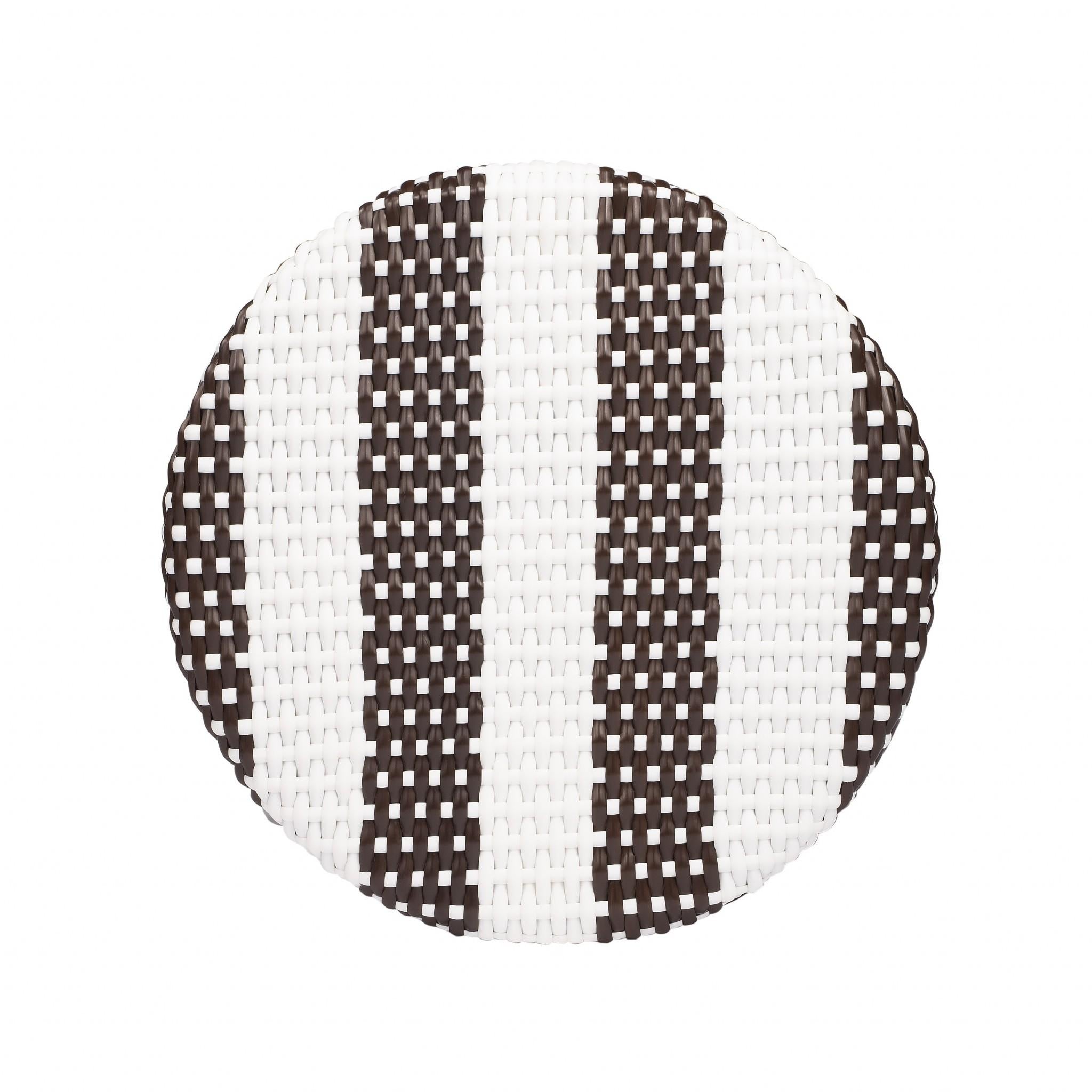 Dark Brown and White Rattan Counter Stool