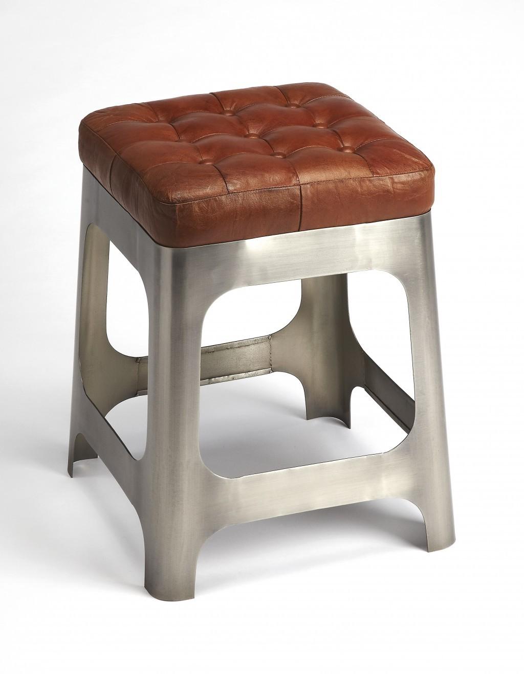 Iron and Leather Counter Stool