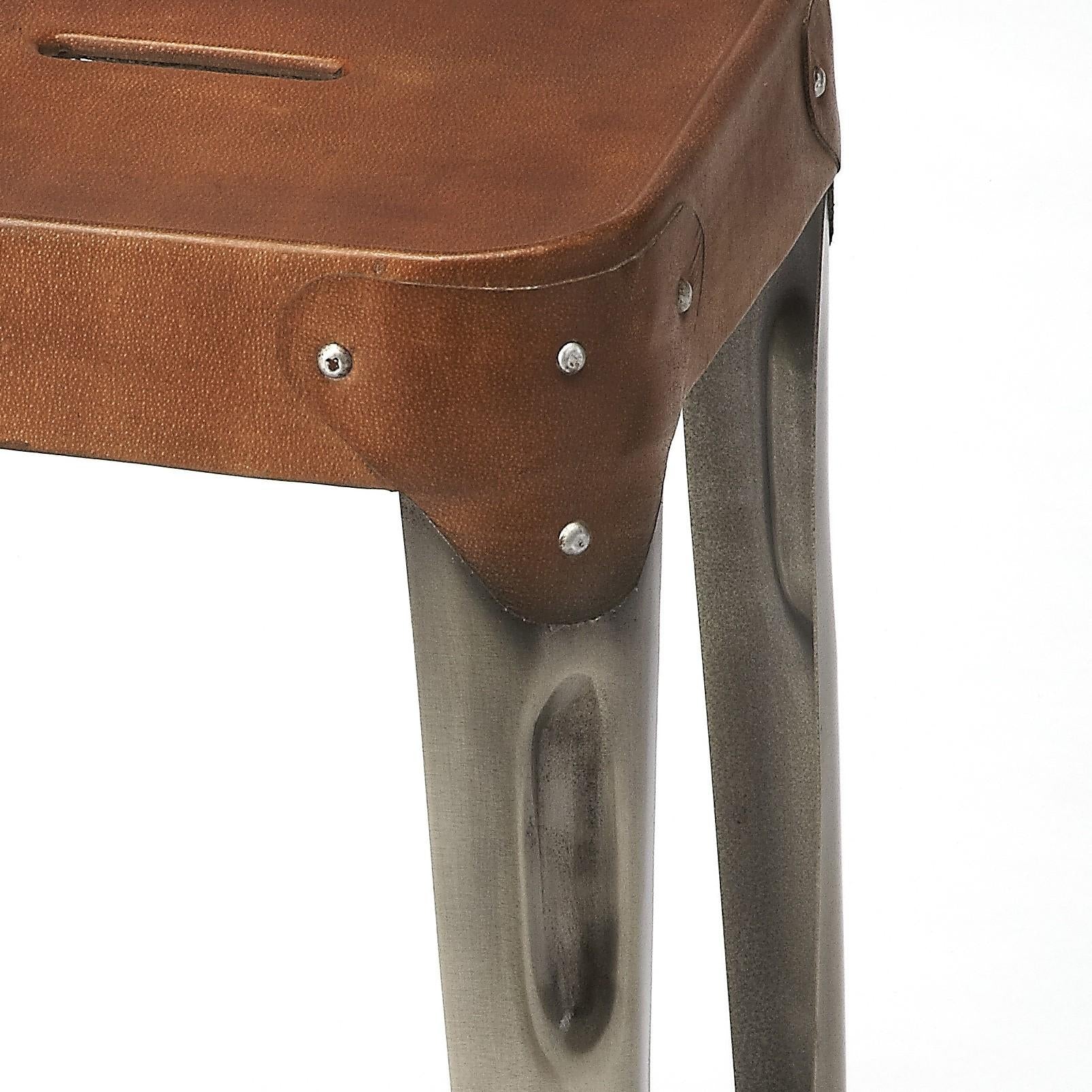 Brown Leather Counter Stool