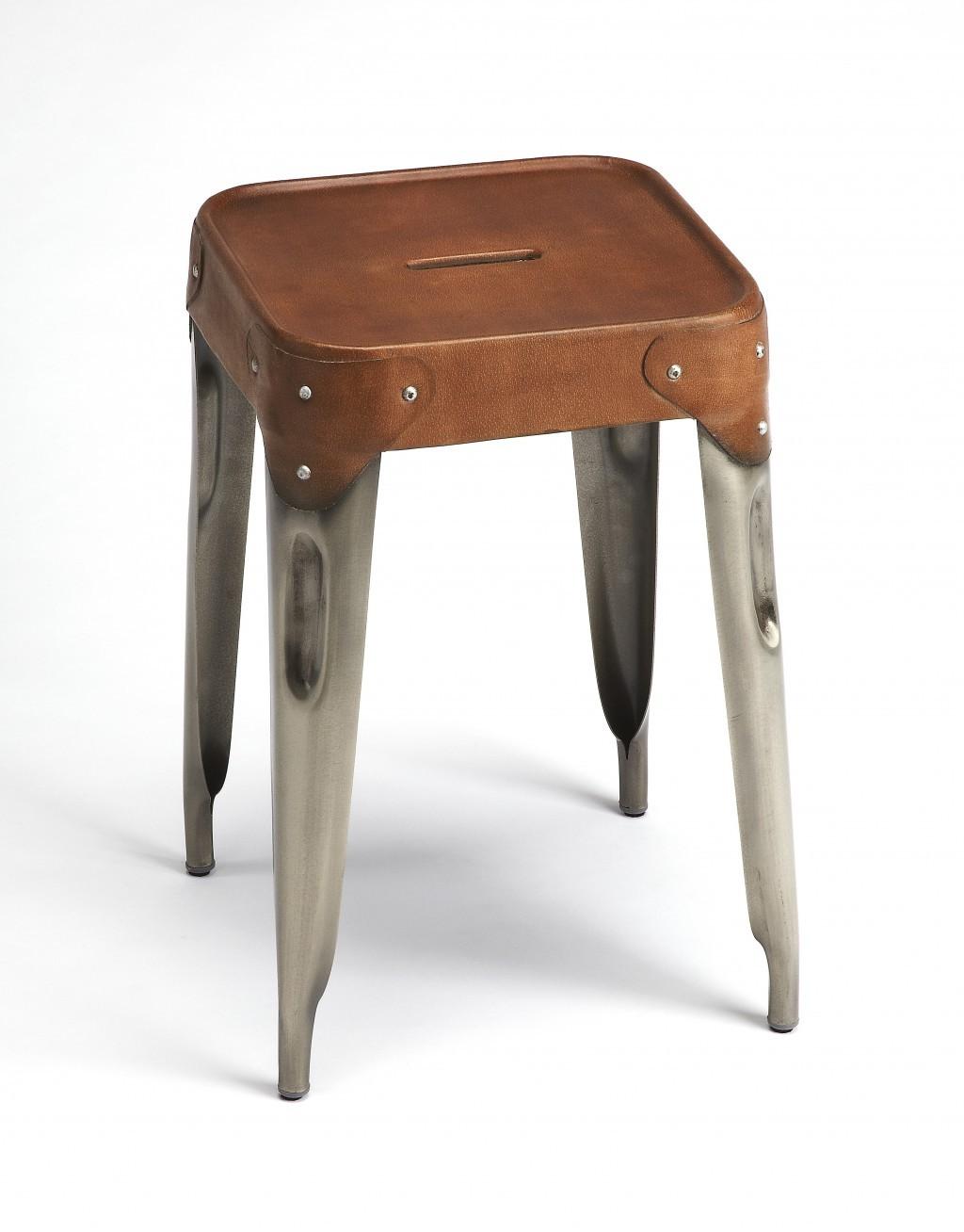 Brown Leather Counter Stool