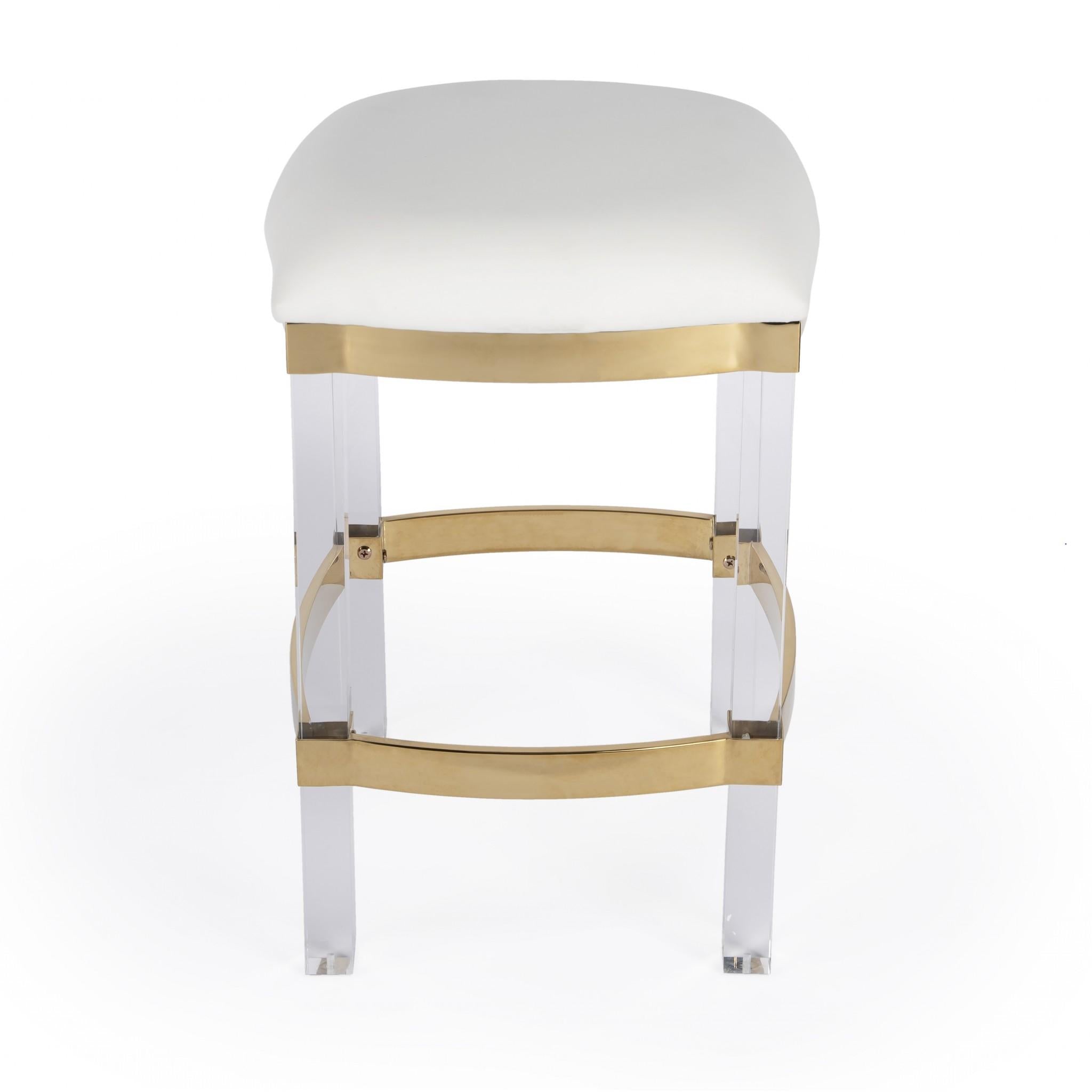 Acrylic and Polished Gold Counter Stool