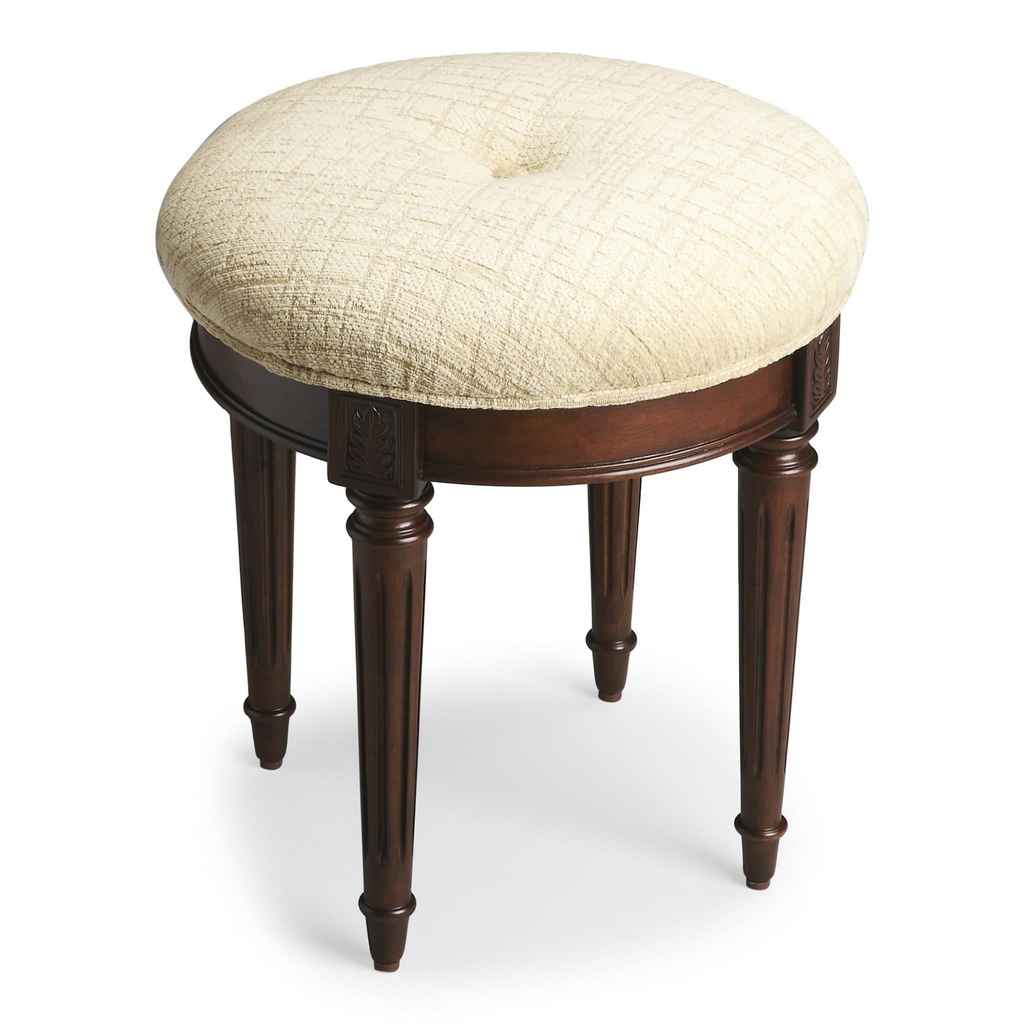 Classic Cherry Brown Vanity Stool