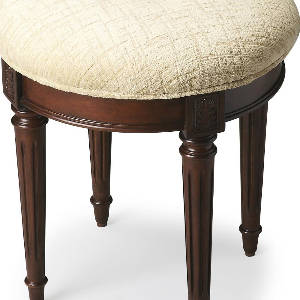 Classic Cherry Brown Vanity Stool