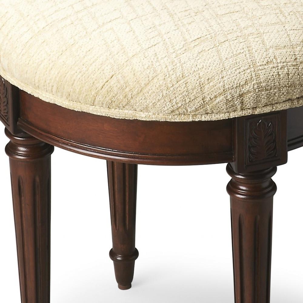 Classic Cherry Brown Vanity Stool