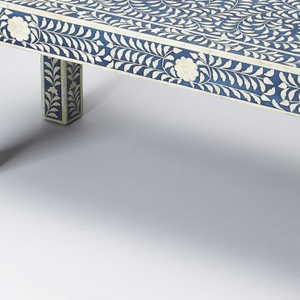 Blue and Ivory Bone Inlay Bench