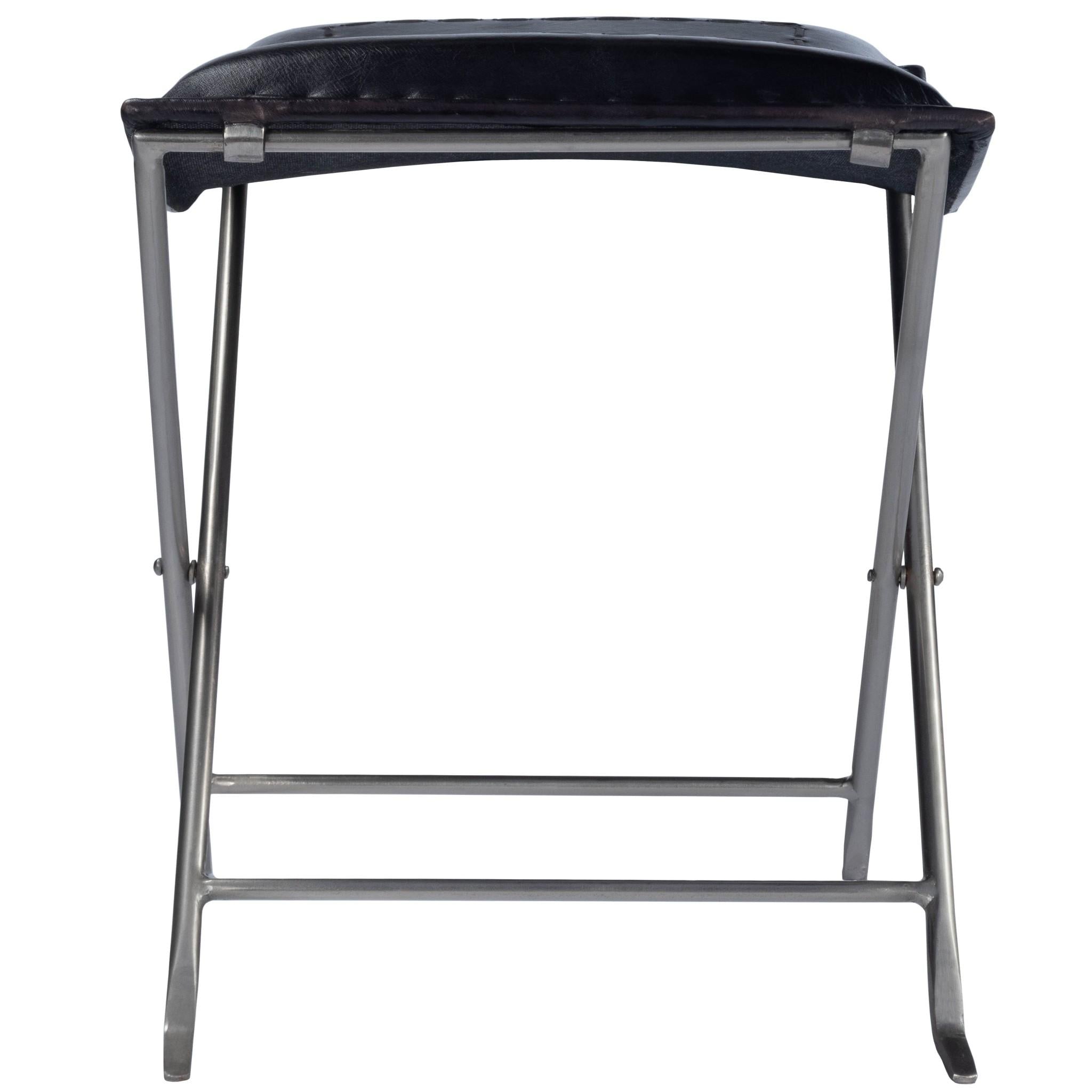 Modern Black Leather Stool