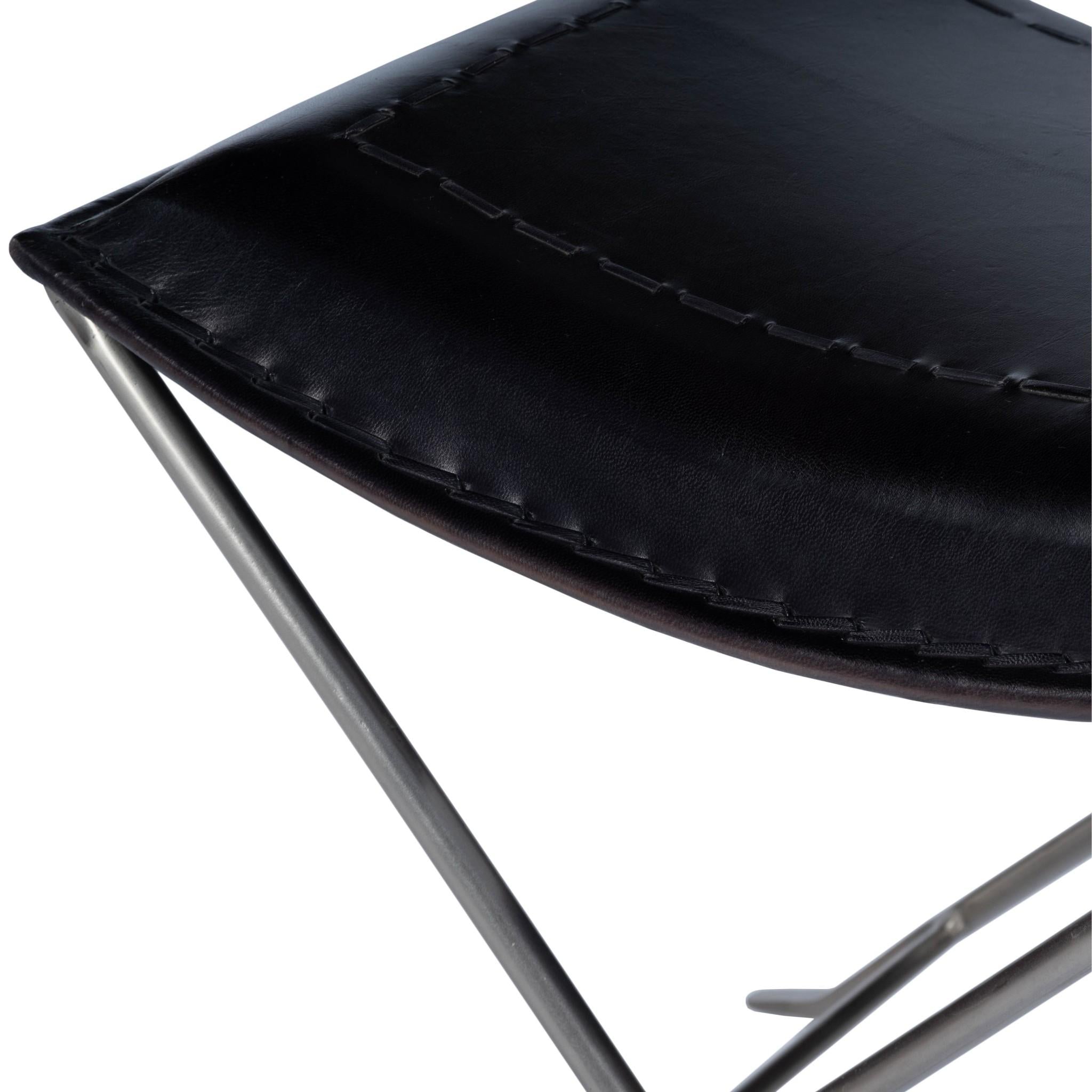 Modern Black Leather Stool