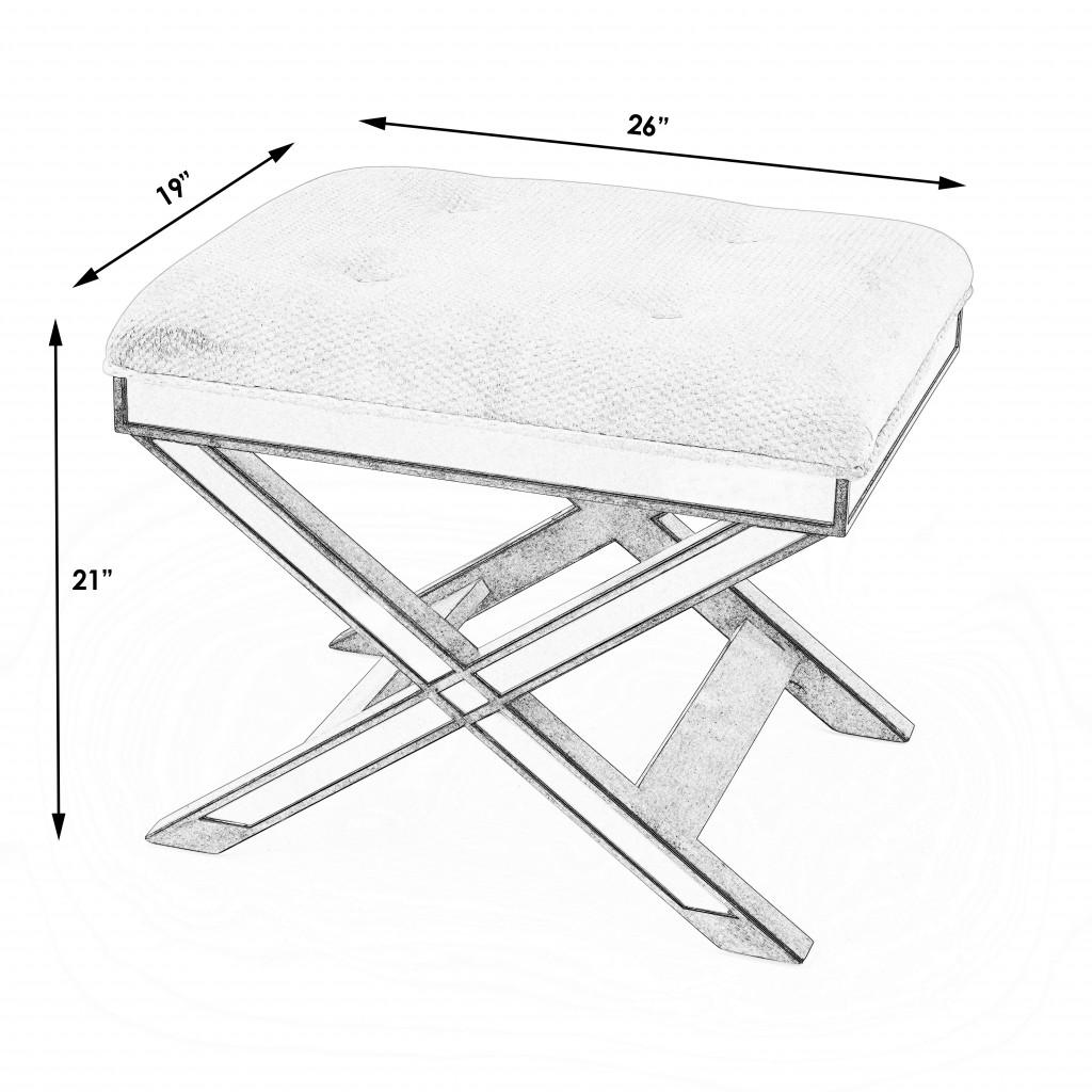 Mirrored X Frame Vanity Stool