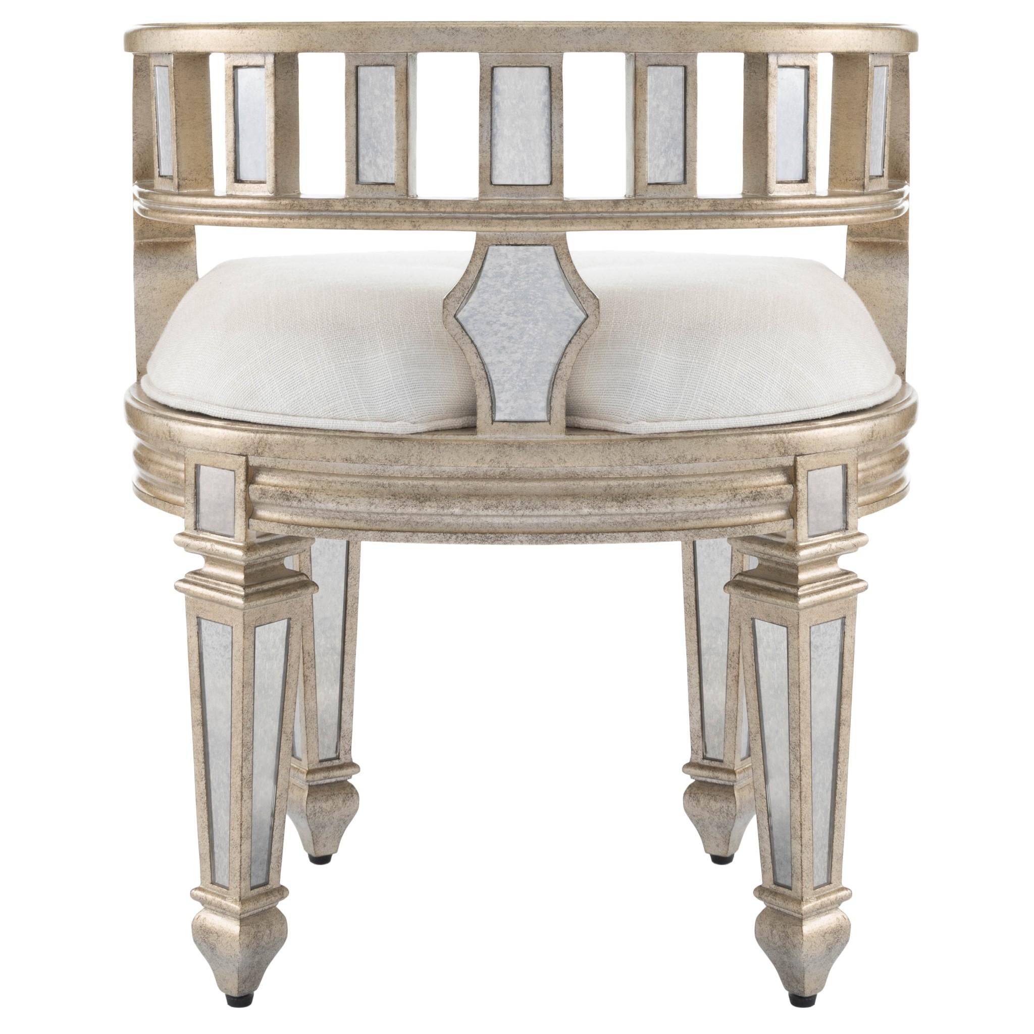 Mirrored Crescent Vanity Stool