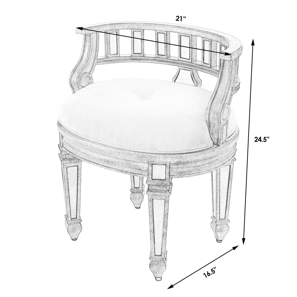 Mirrored Crescent Vanity Stool