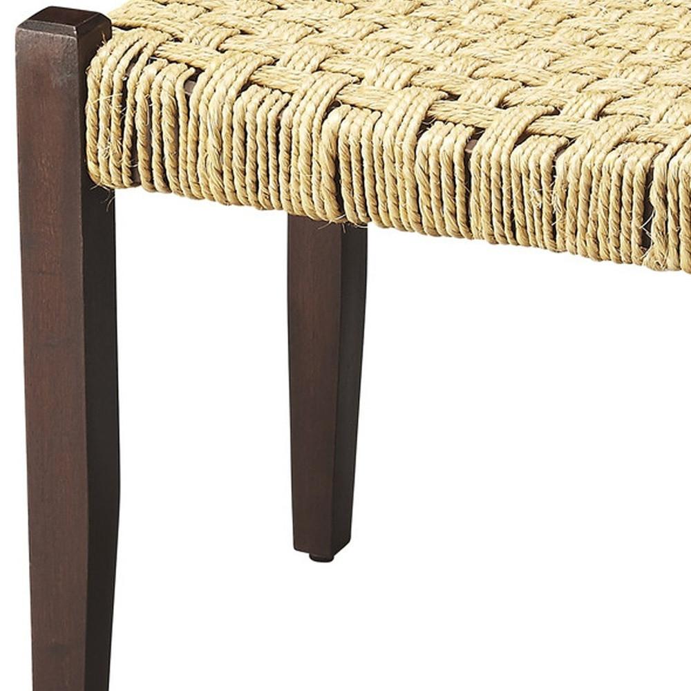 Solid Wood and Woven Jute Stool