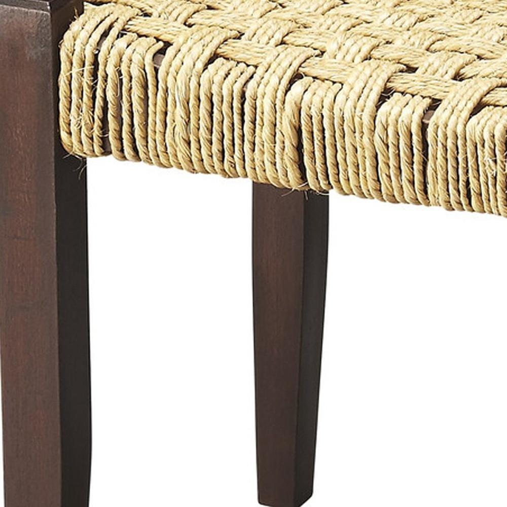 Solid Wood and Woven Jute Stool