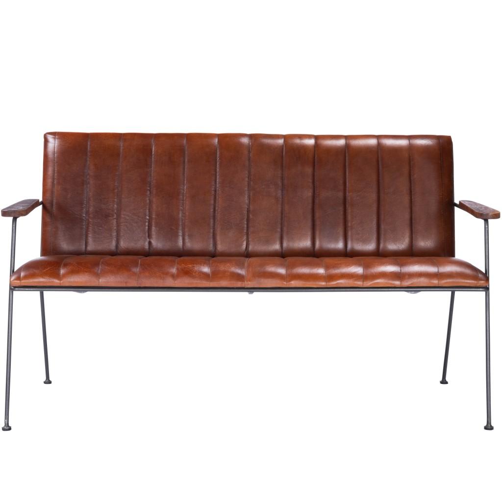 Executive Chic Leather and Metal Bench