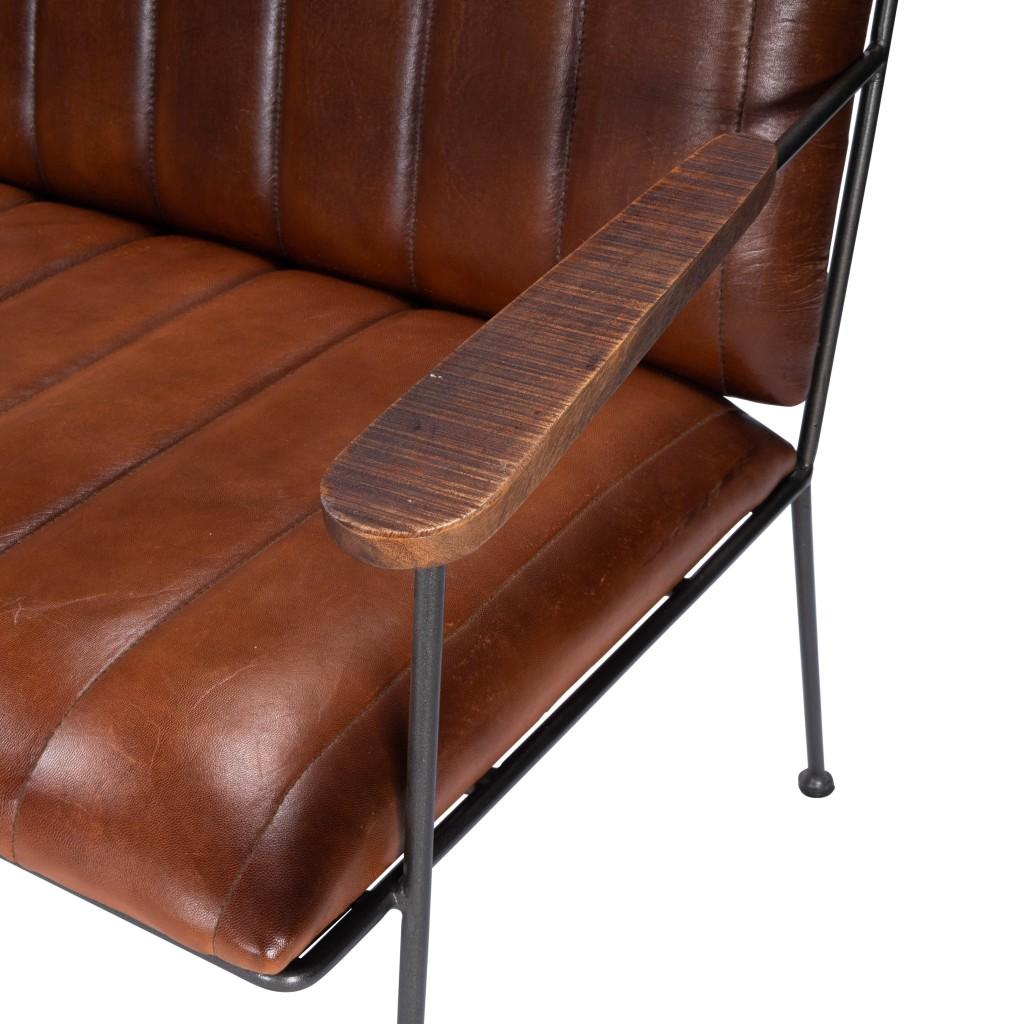 Executive Chic Leather and Metal Bench