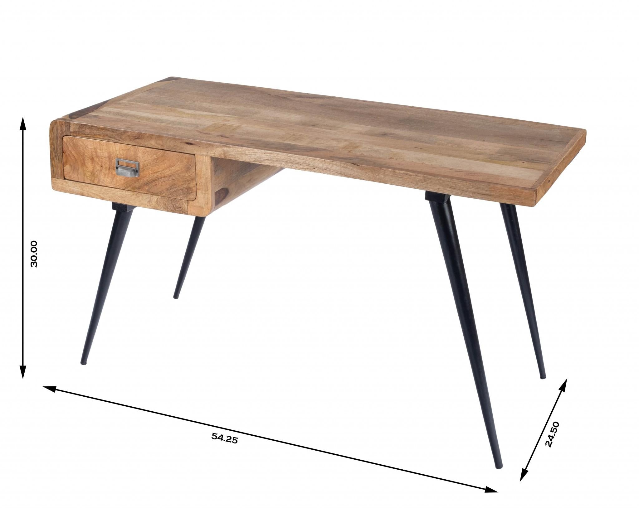 Natural Wood and Metal Desk