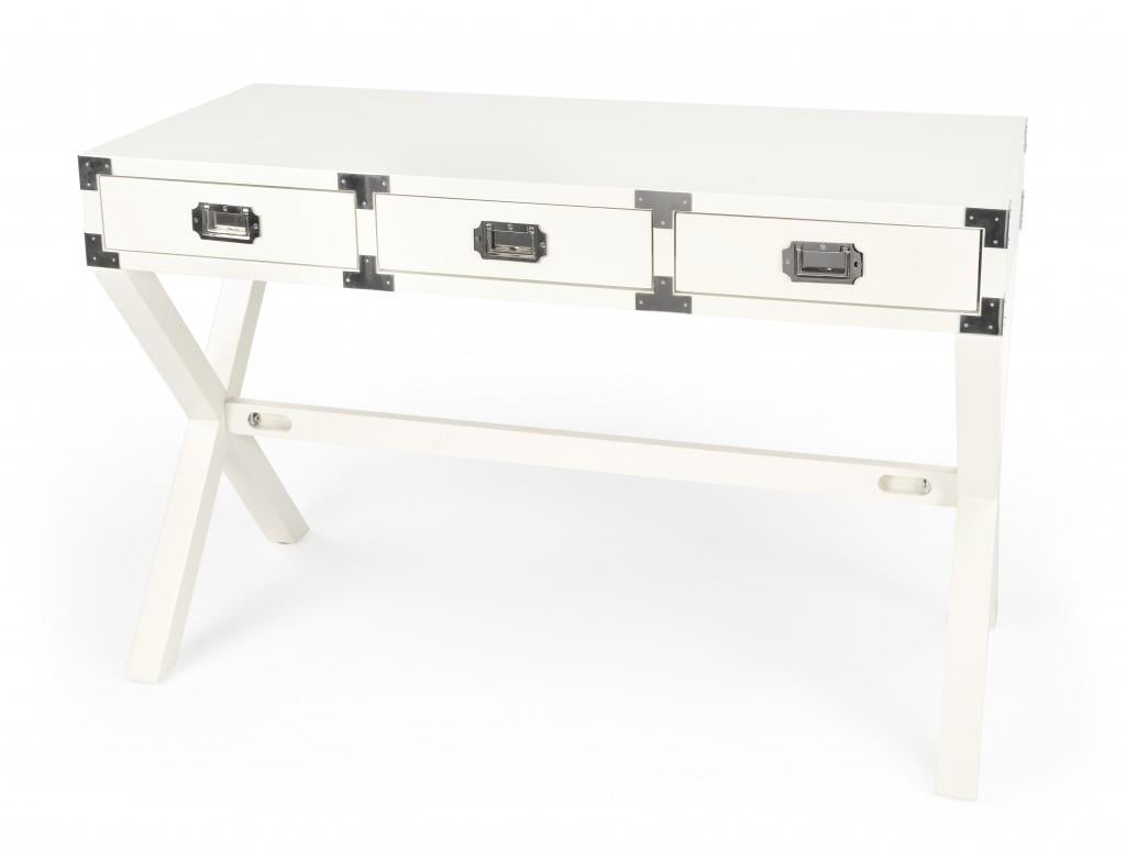 Modern White Campaign Style Desk